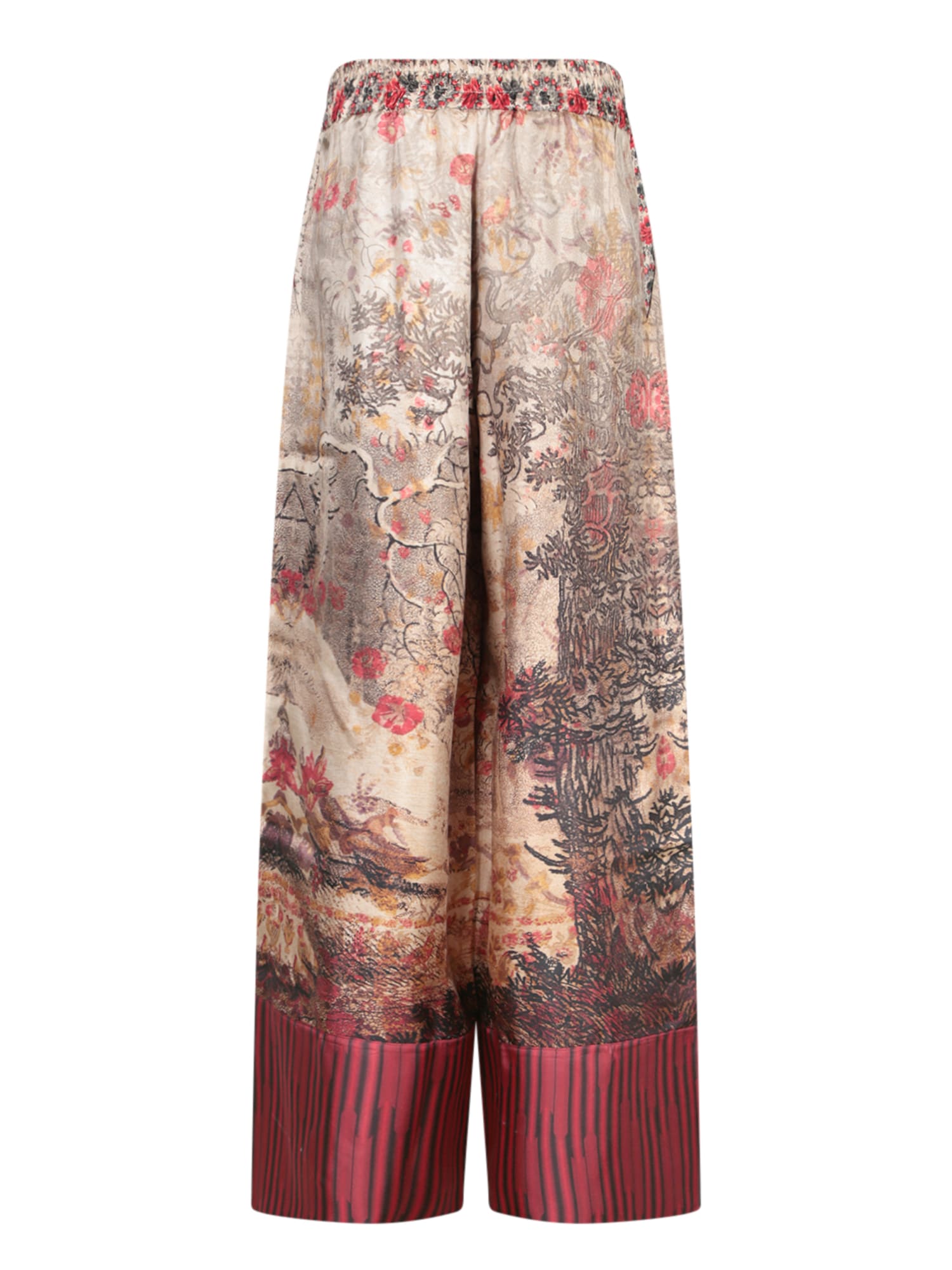 PIERRE-LOUIS MASCIA RED-BEIGE PRINT TROUSERS