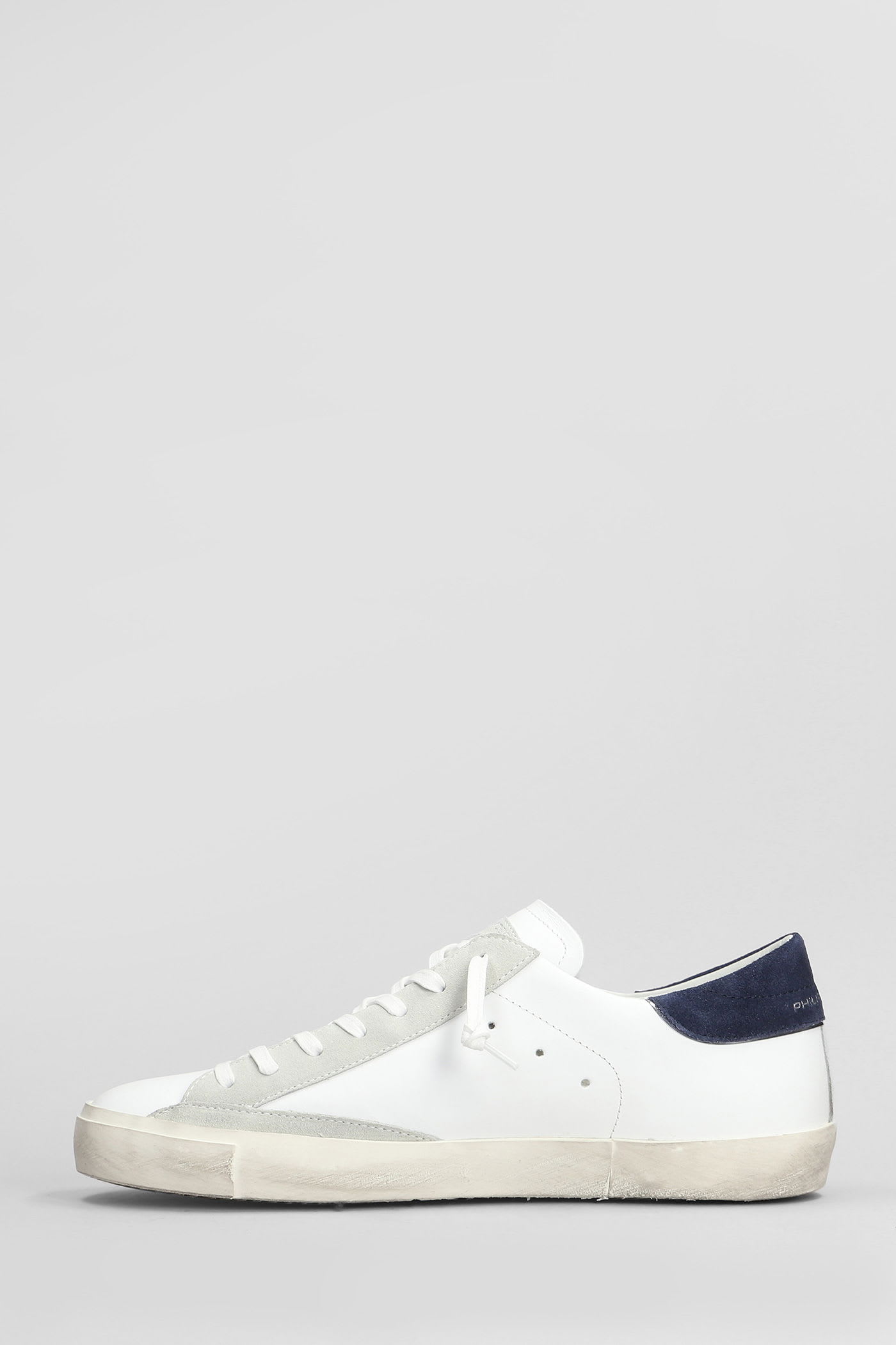 Philippe Model Prsx Low Sneakers In White Suede And Leather In White