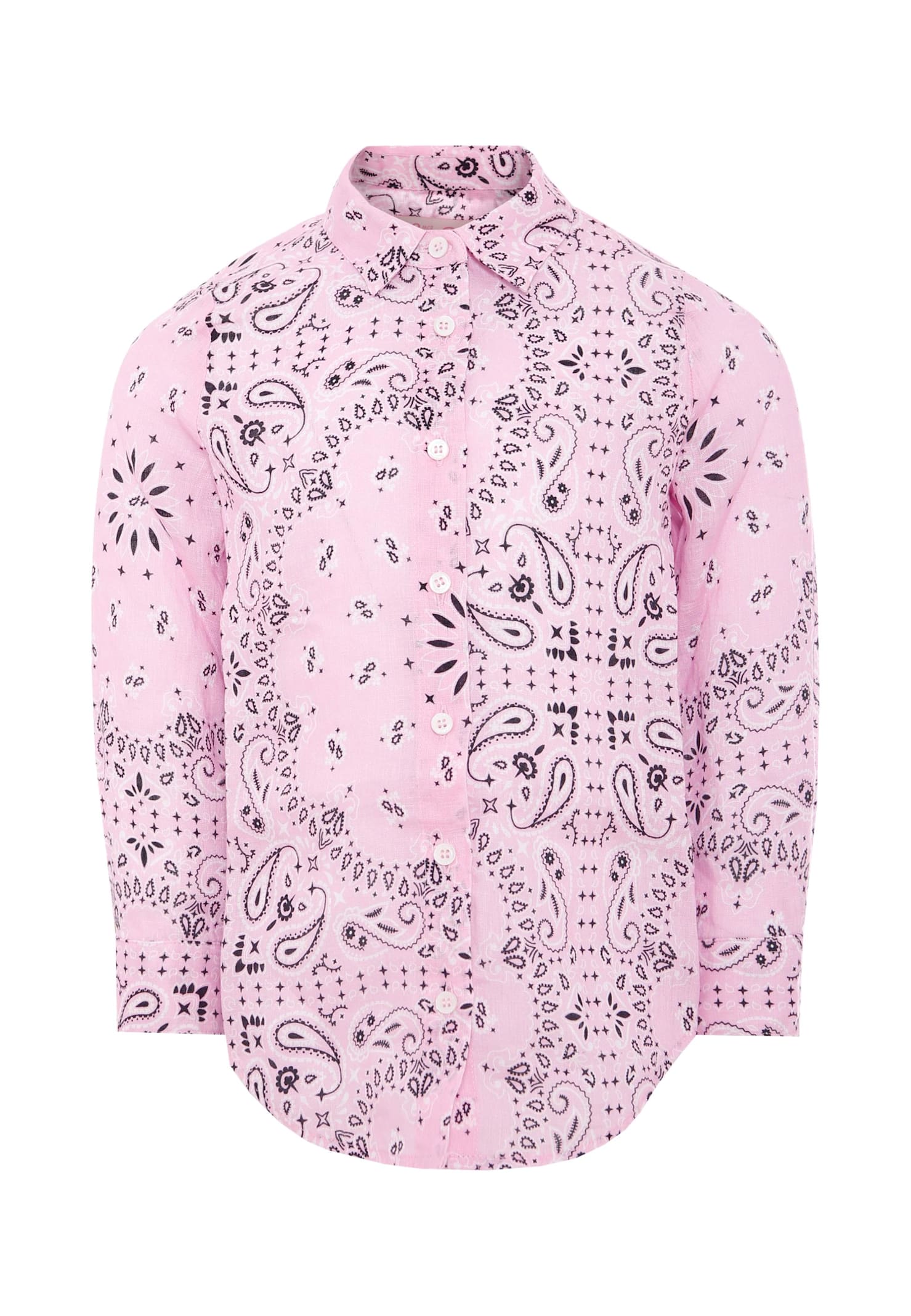 Mc2 Saint Barth Linen Bandana-print Shirt In Pink