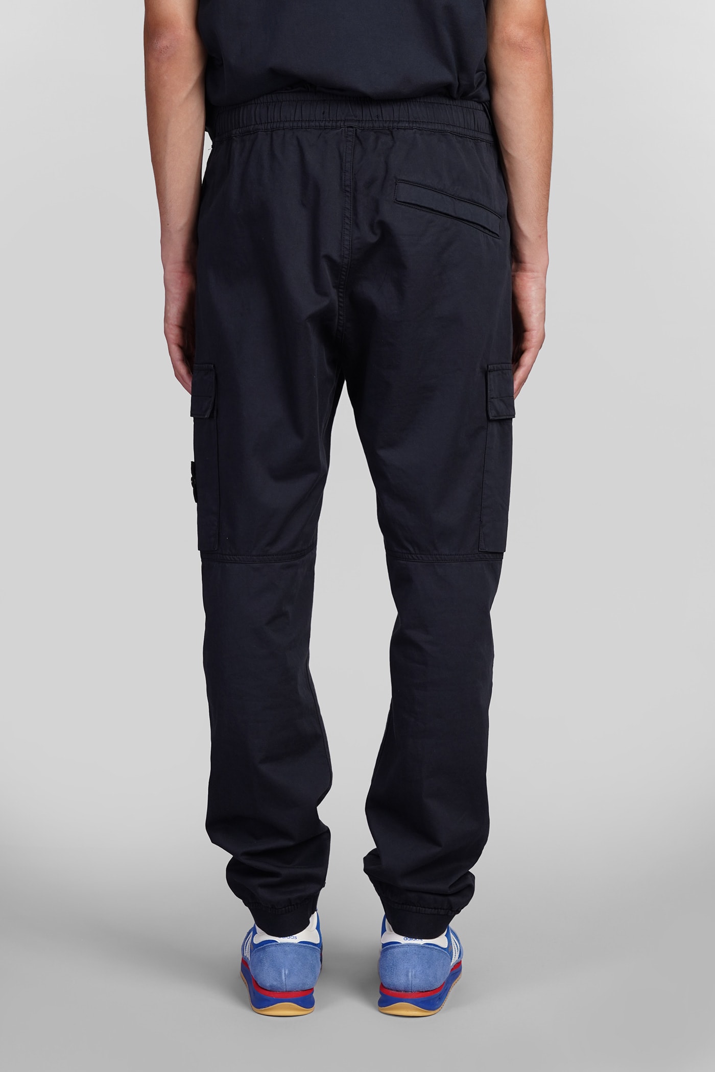 Shop Stone Island Pants In Blue Cotton