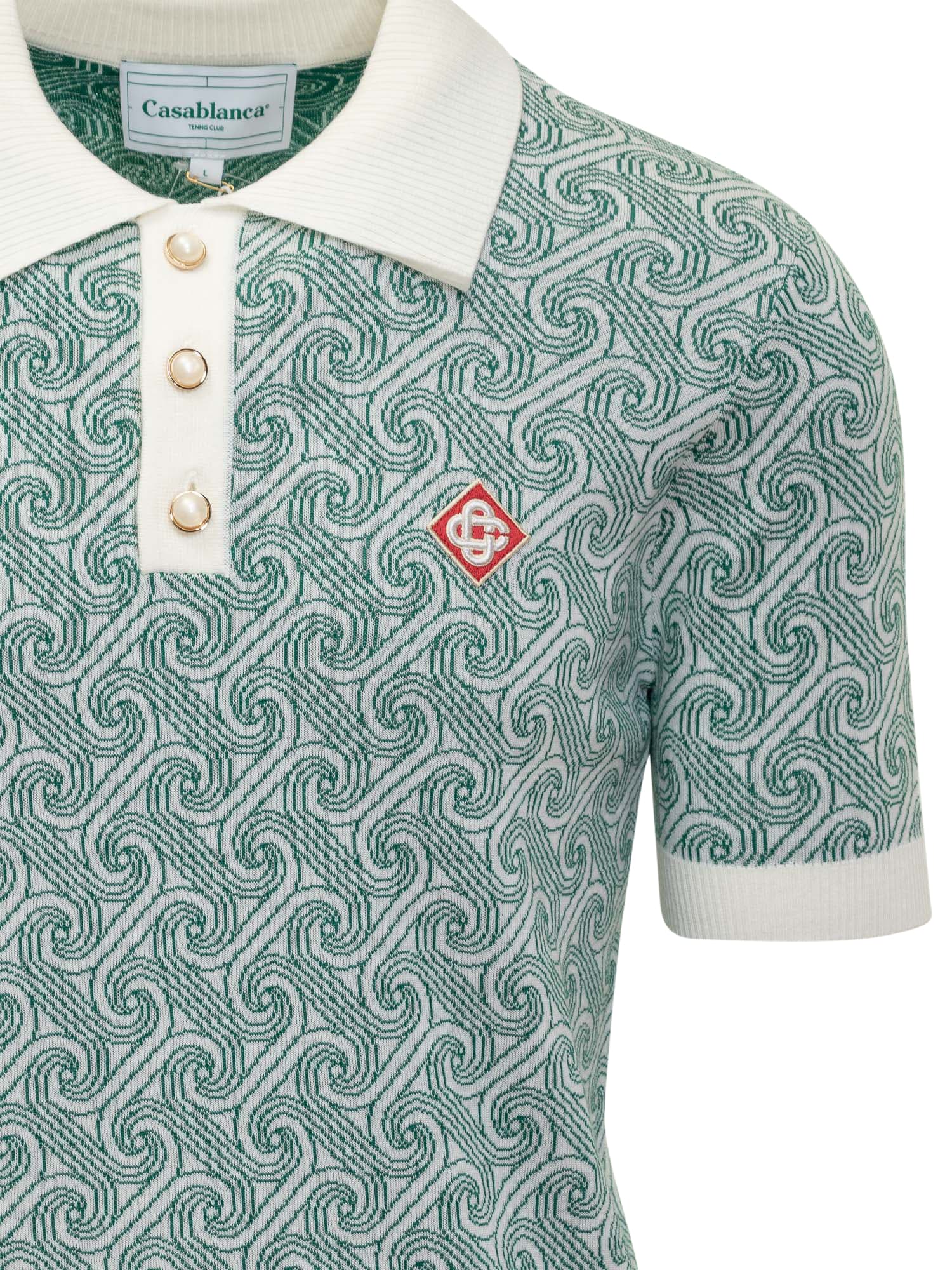 Shop Casablanca Jacquard Monogram Polo In Bianco