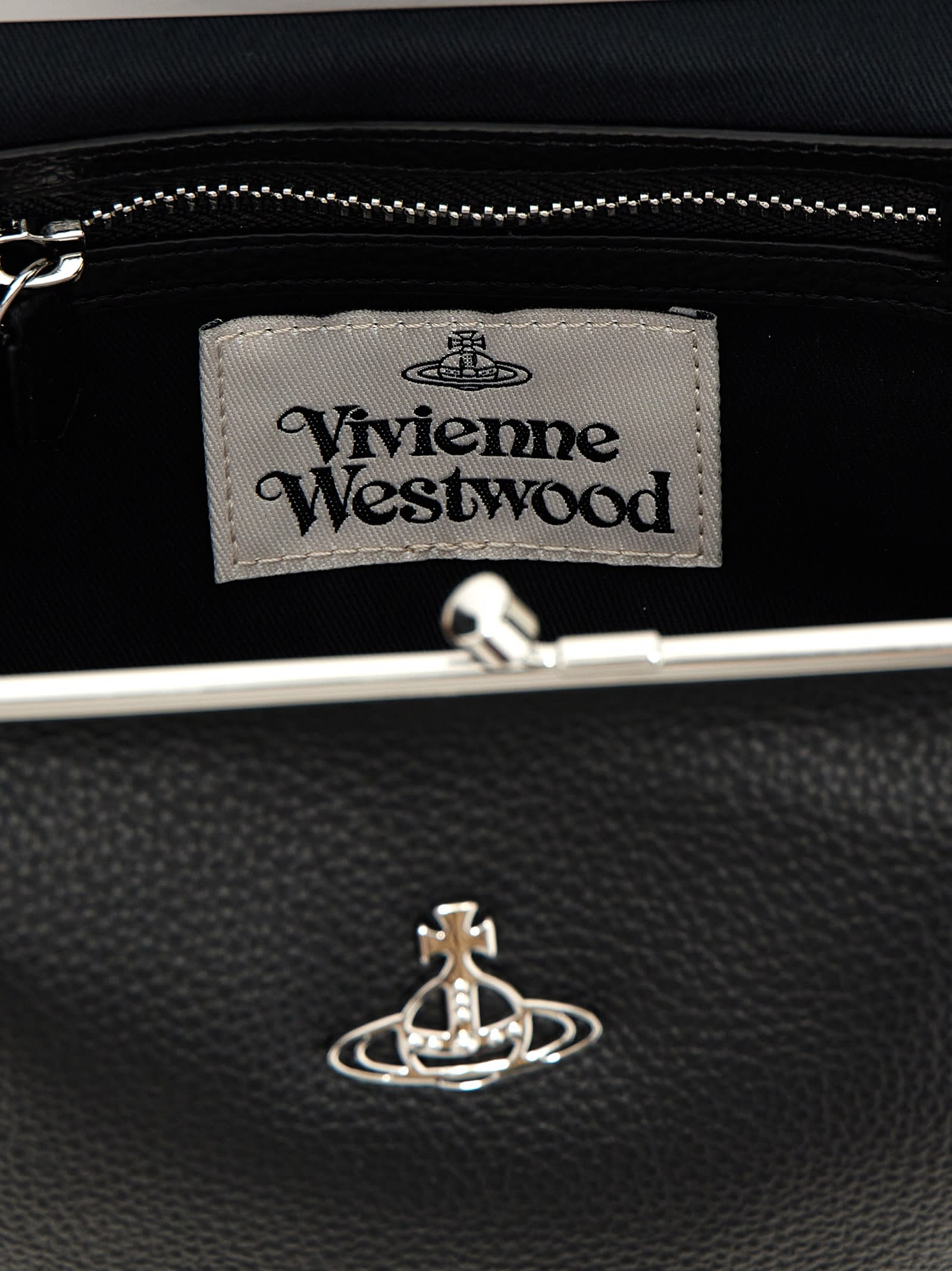 Vivienne Westwood Granny Frame Faux Leather Top Handle Bag In Black