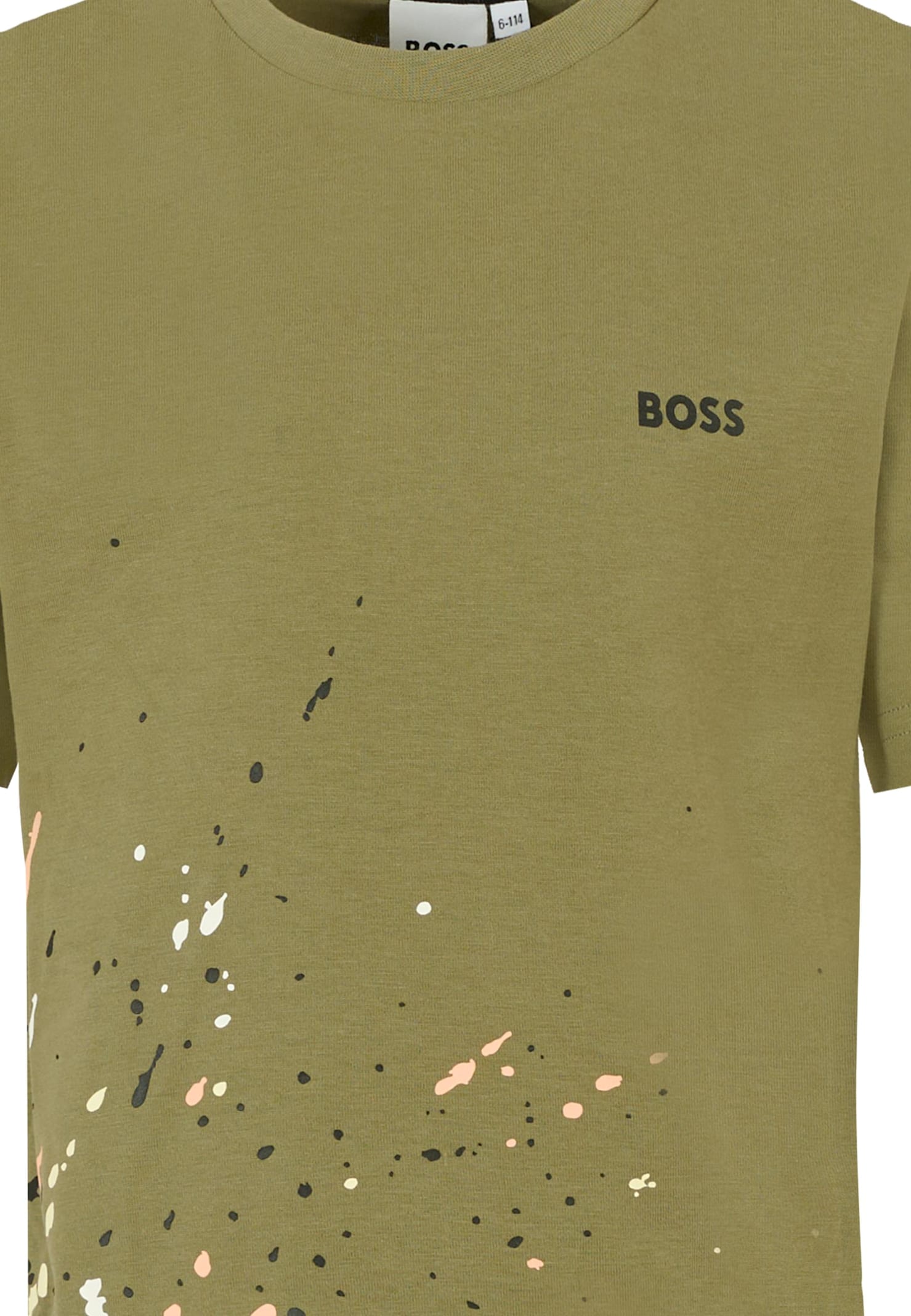 Hugo Boss Green T-shirt For Boy With Paint Splashes In Green