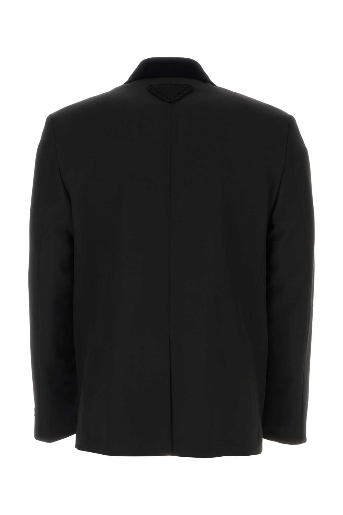 Prada Wool Blazer With Metallic Buttons And Double-breasted Design In Nero