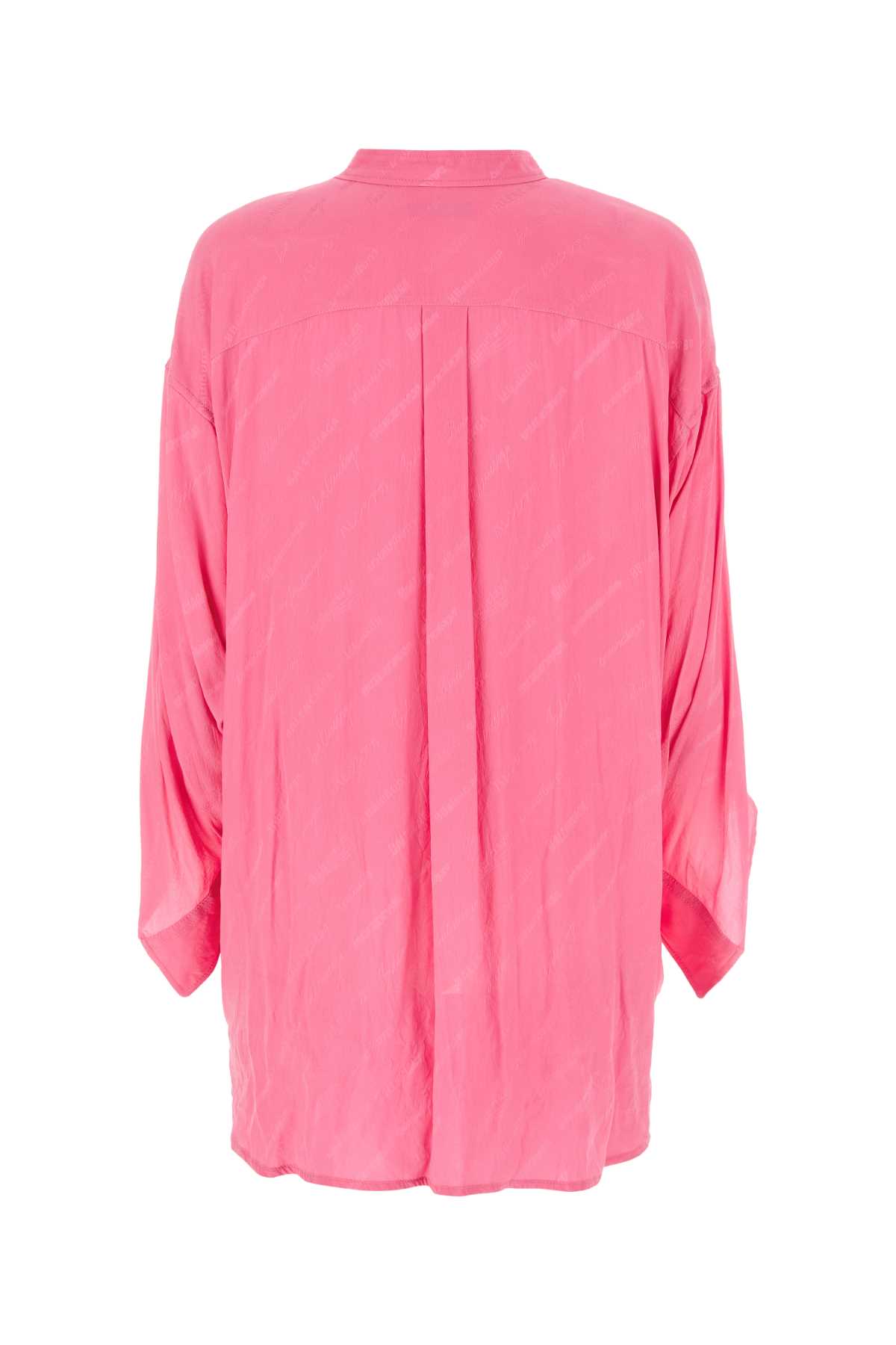 Shop Balenciaga Embroidered Crepe Oversize Shirt In Pink