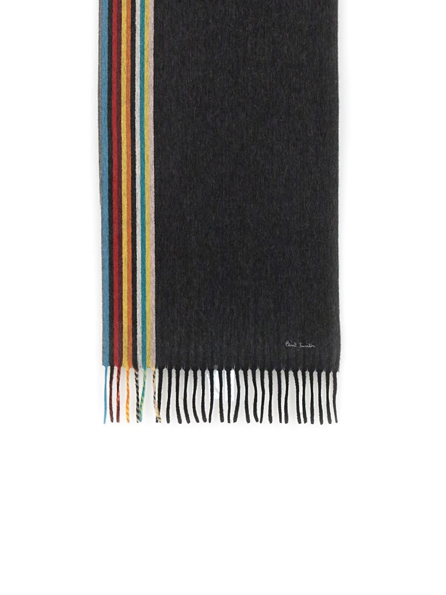 Shop Paul Smith Scarf With Stripe Pattern In Black