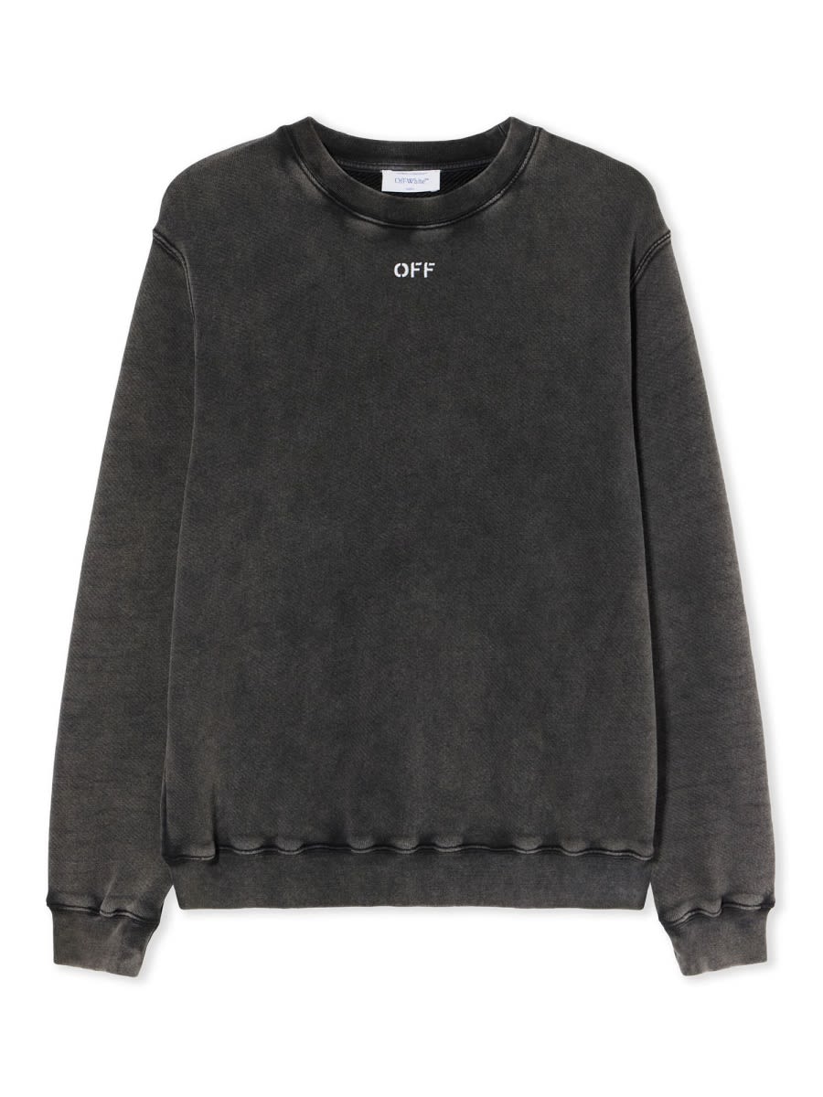 Off-white Arrow Logo Check Knit Sweatshirt In Gray