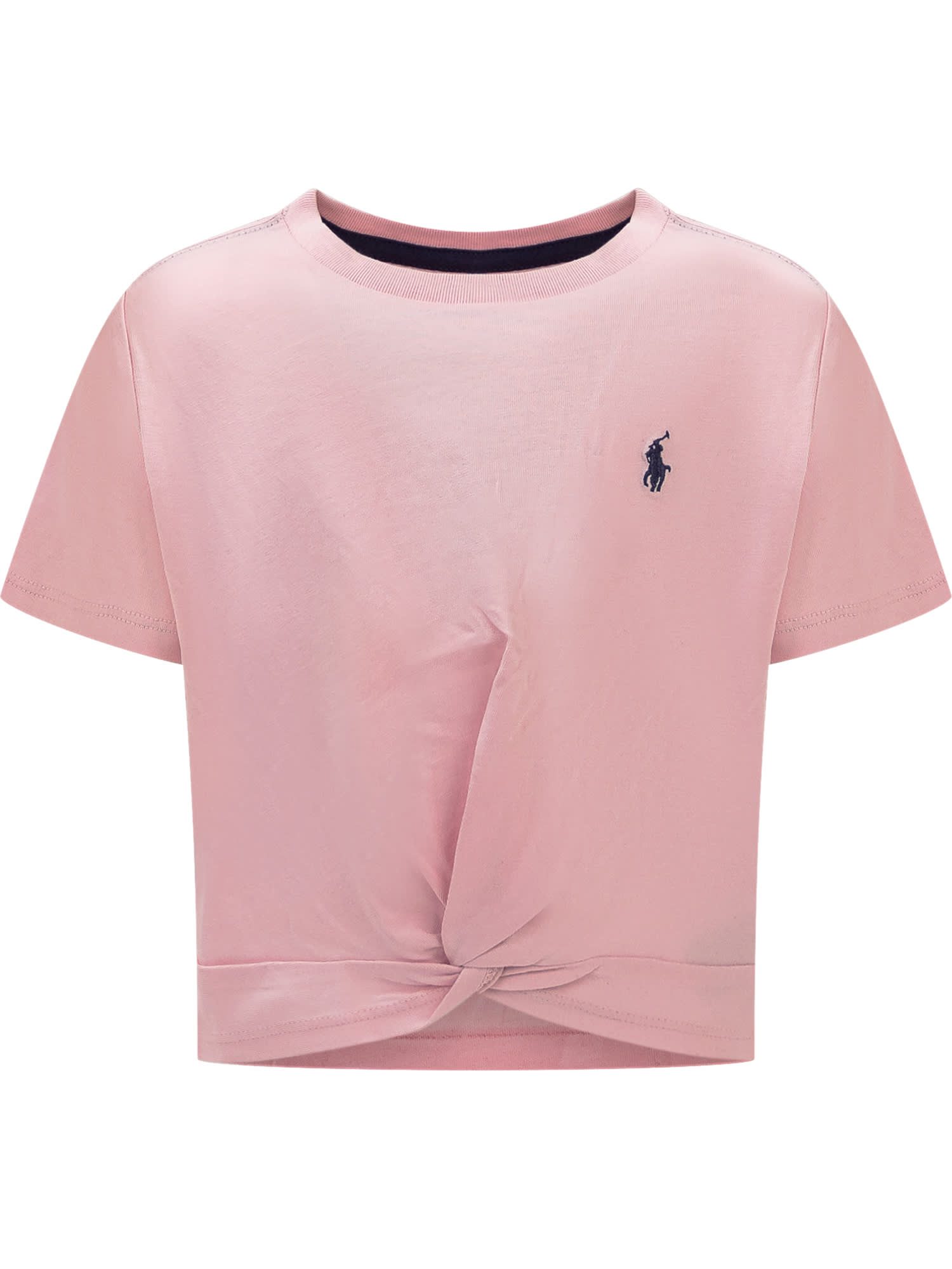 Shop Polo Ralph Lauren Logo T-shirt In Hint Of Pink W/rustic Navy