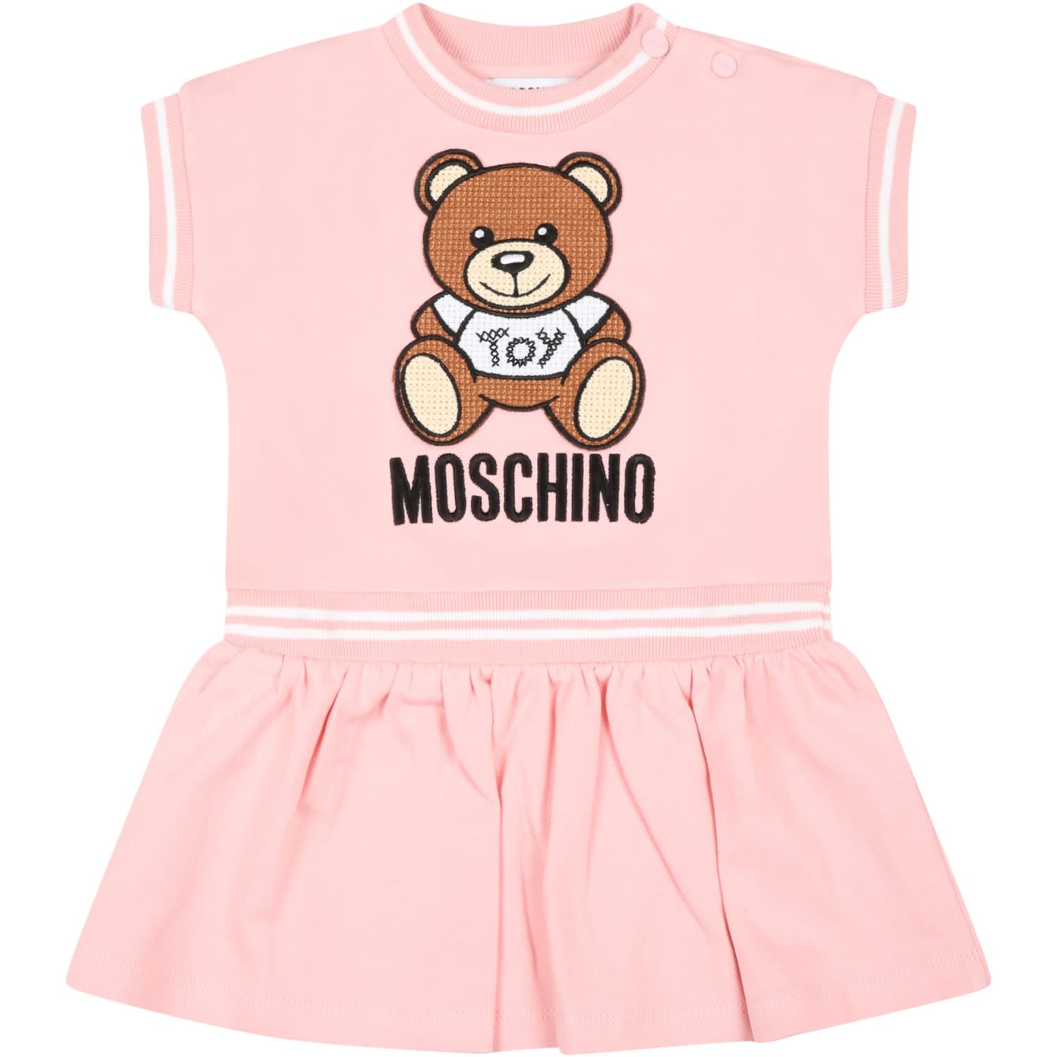 Moschino Pink Dress For Baby Girl With Teddy Bear