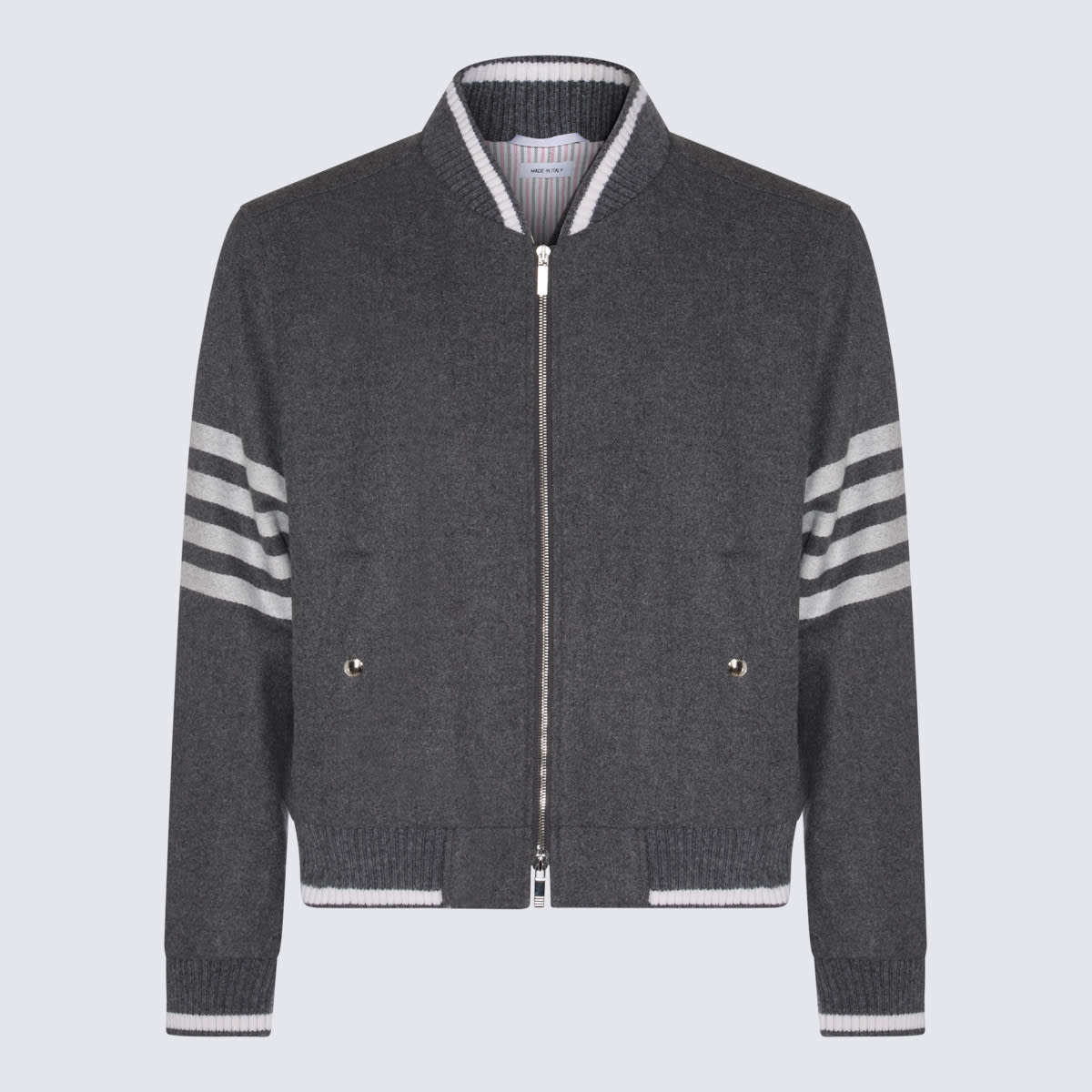 Thom Browne Grey And White Wool Casual Jacket In Med Grey