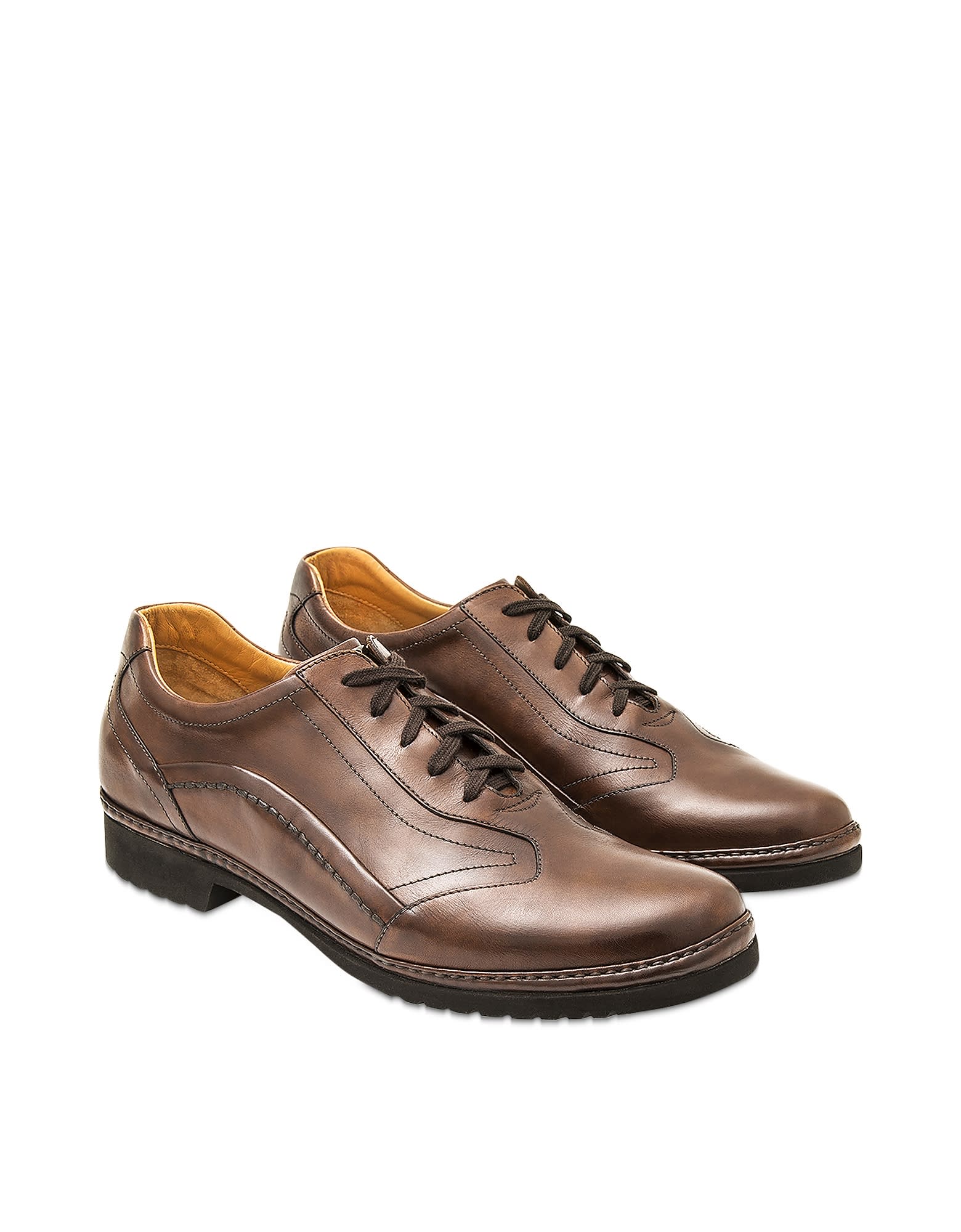 Pakerson Cocoa Italian Handmade Leather Lace-up Shoes