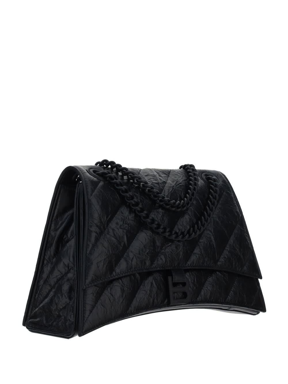 Balenciaga Black Medium Crush Black Crossbody Bag In Black