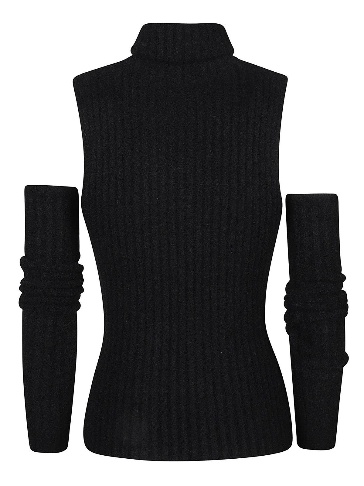 Shop Blumarine Cut-out Roll Neck Knitted Top In Nero