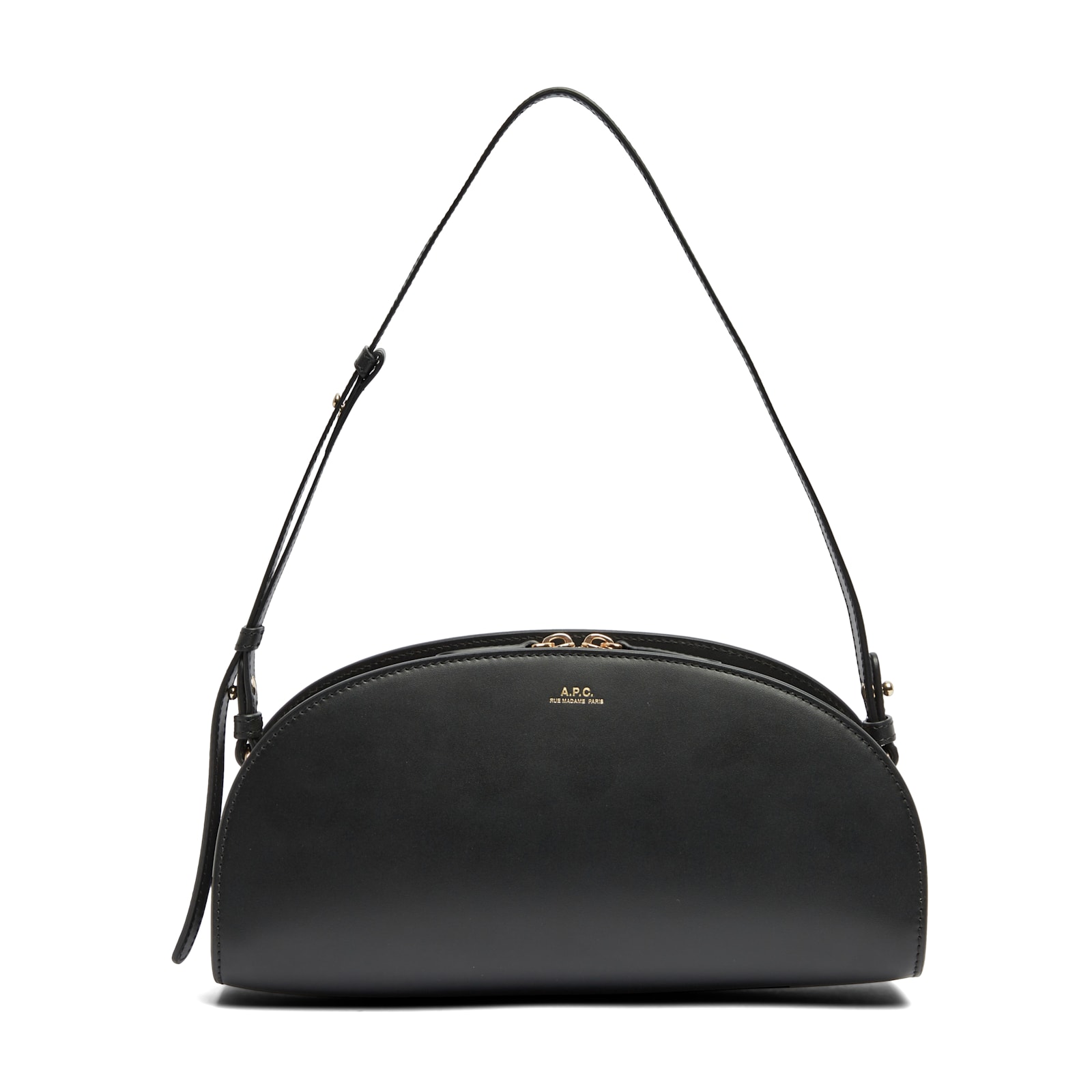 Apc Mini Demi-lune Structured Shoulder Handbag In Lzz Noir