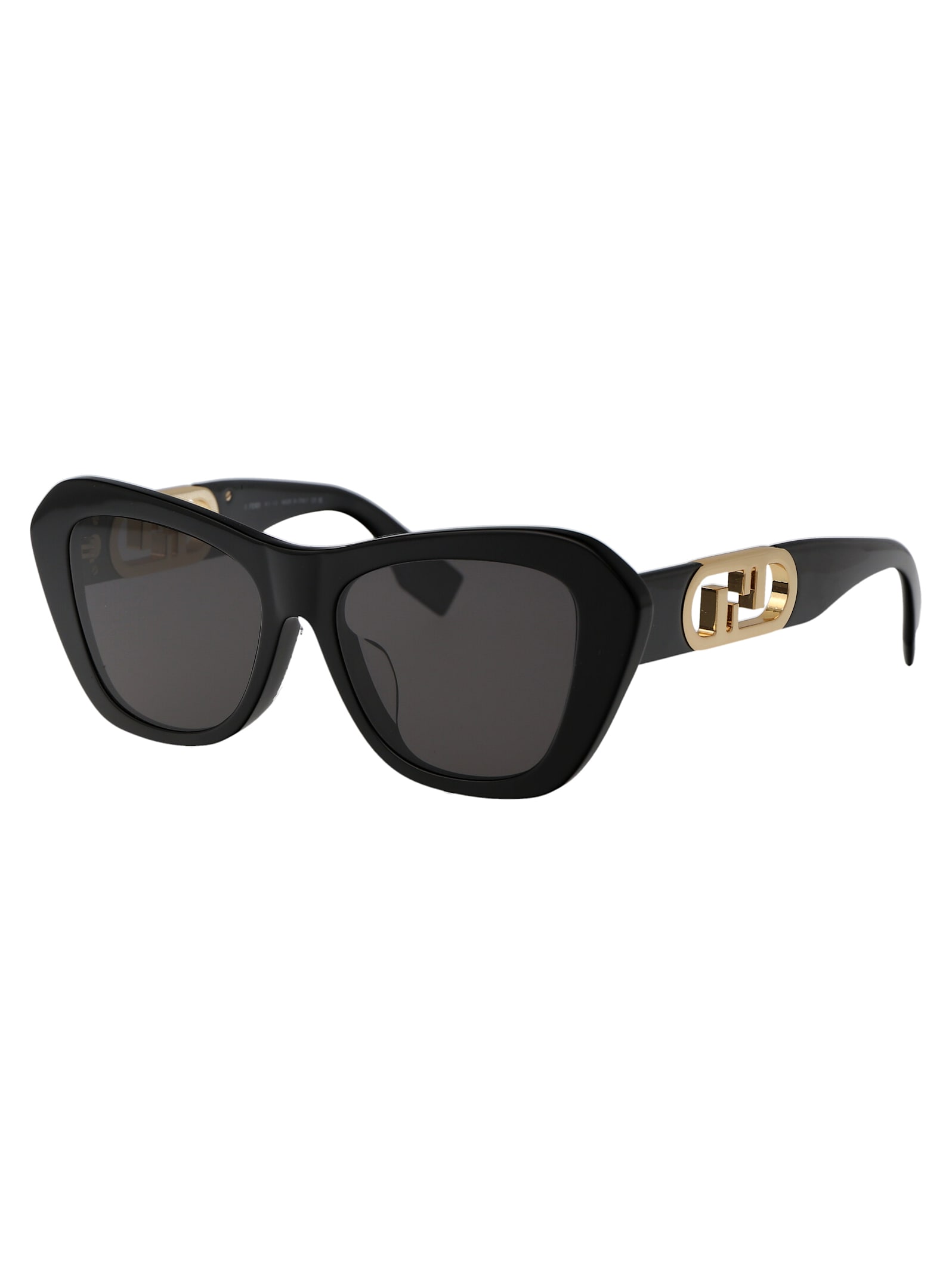 Shop Fendi Olock Sunglasses In 01a Shiny Black / Smoke