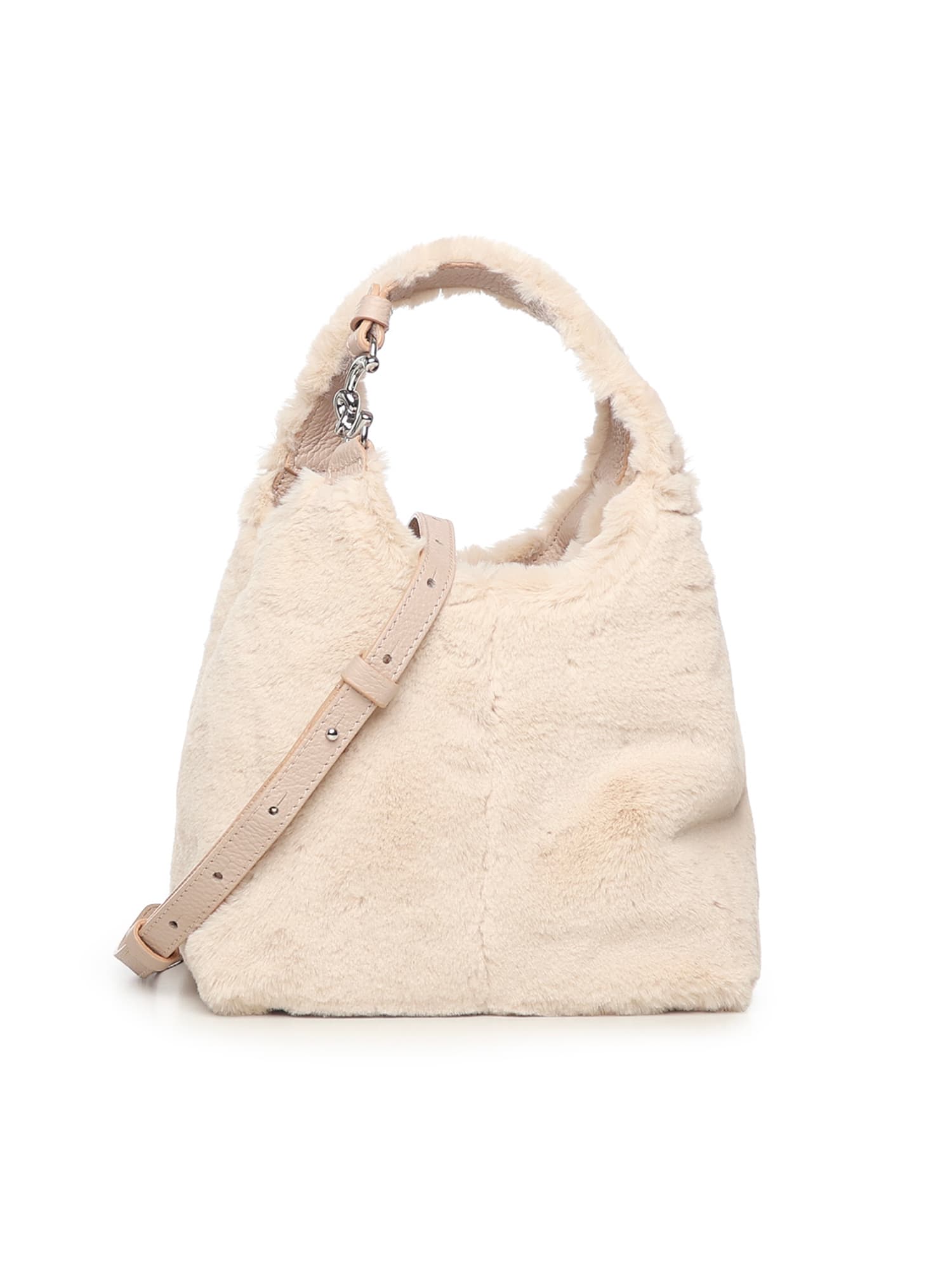 Coccinelle C-easy Bag In Faux Fur And Leather In Pink