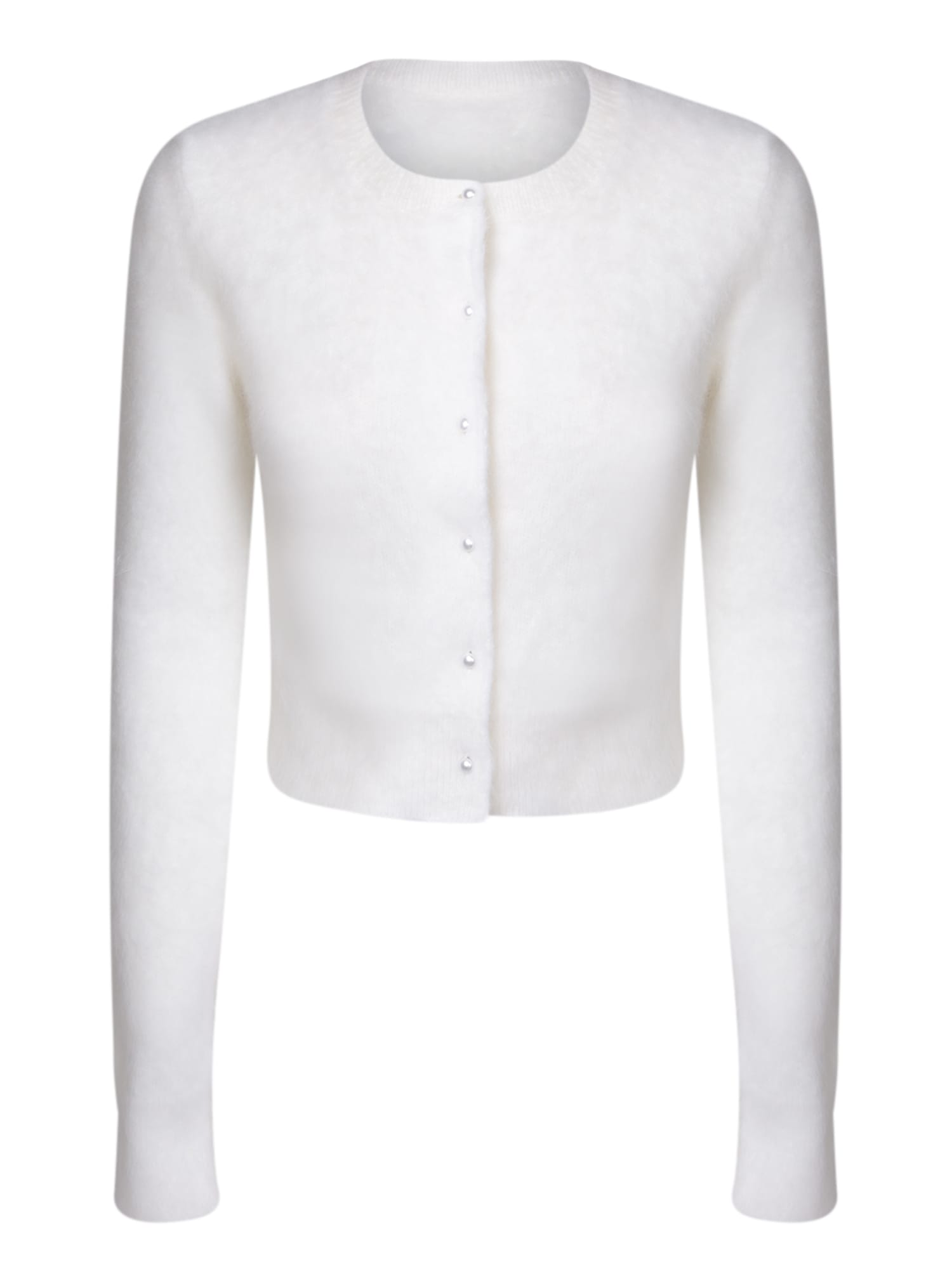 Shop Maison Margiela Cropped Cardigan In White
