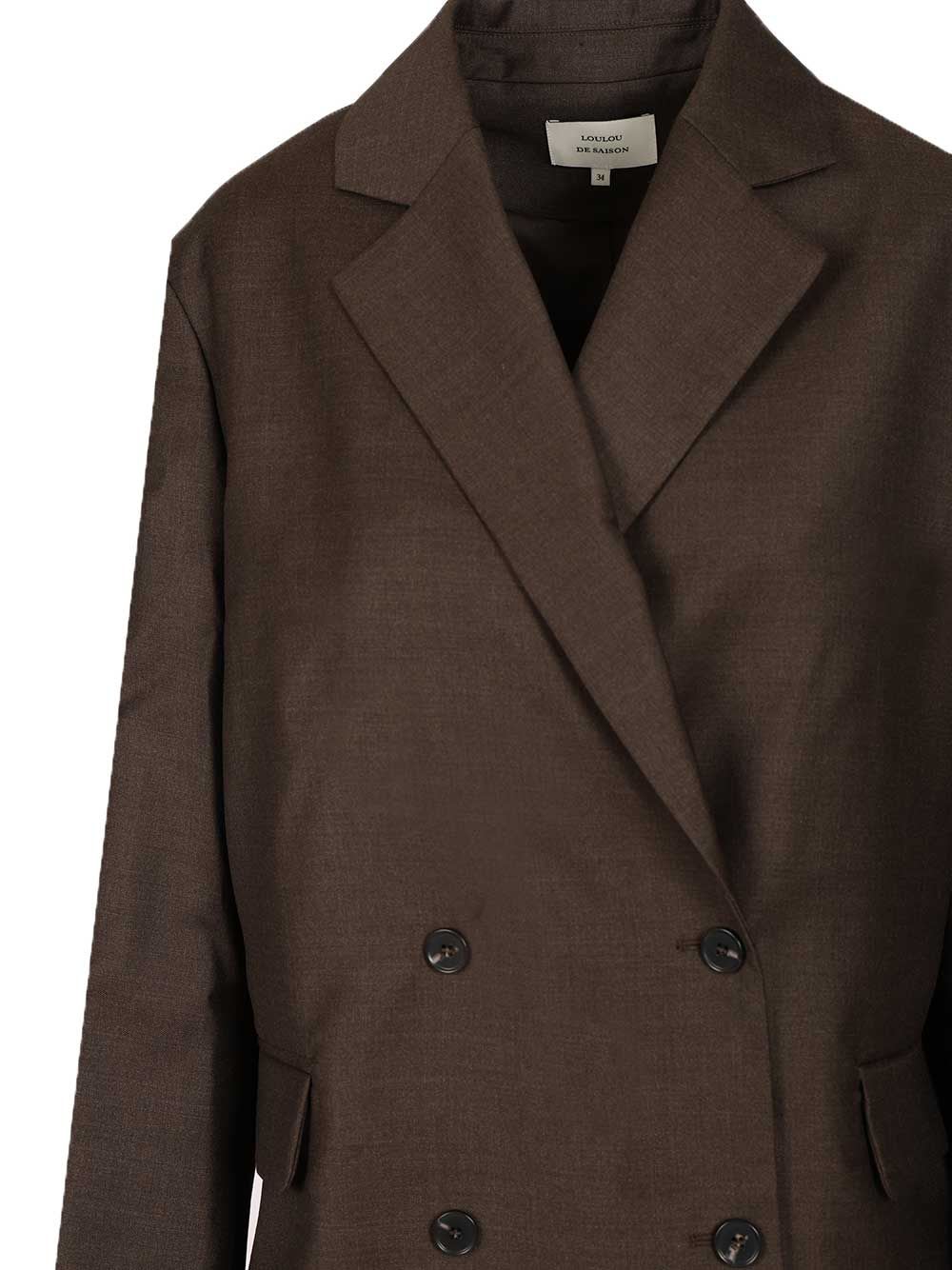 Loulou Studio Donau Double-breasted Blazer In Brown