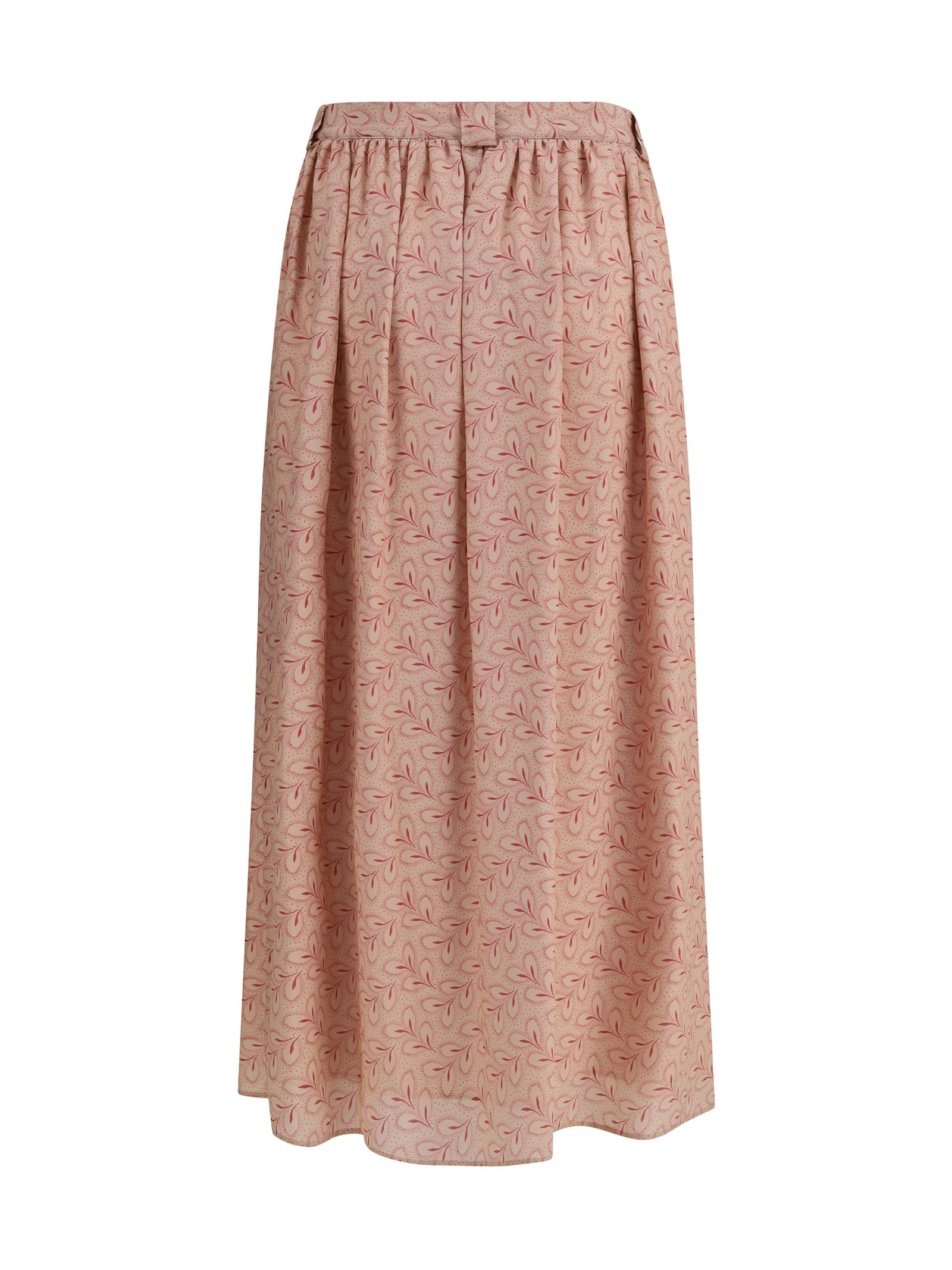 Kristina Ti Foliage-print Button-front Midi Skirt In Brown