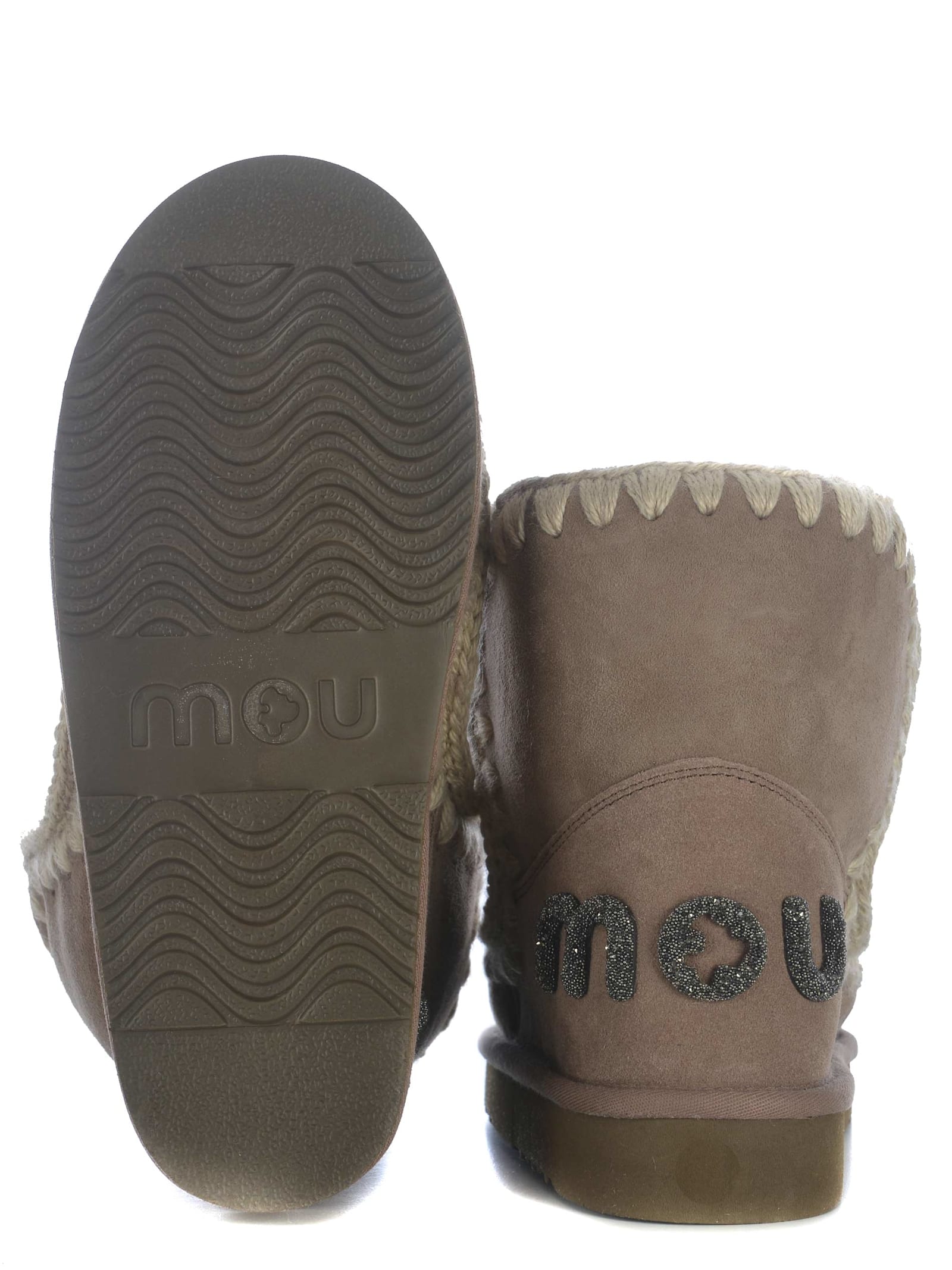 Shop Mou Boots  Eskimo18 Glitter Made Of Suede In Beige