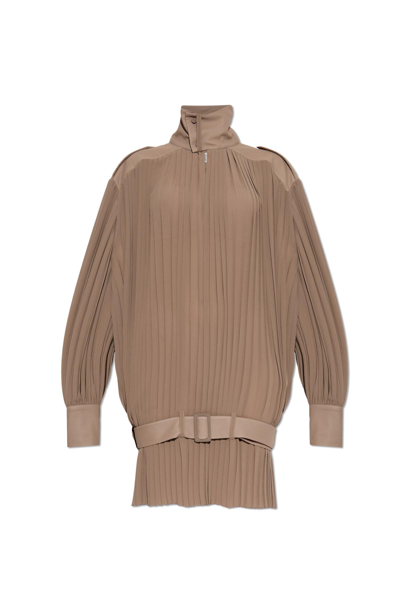 Mm6 Maison Margiela Pleated Dress In Brown