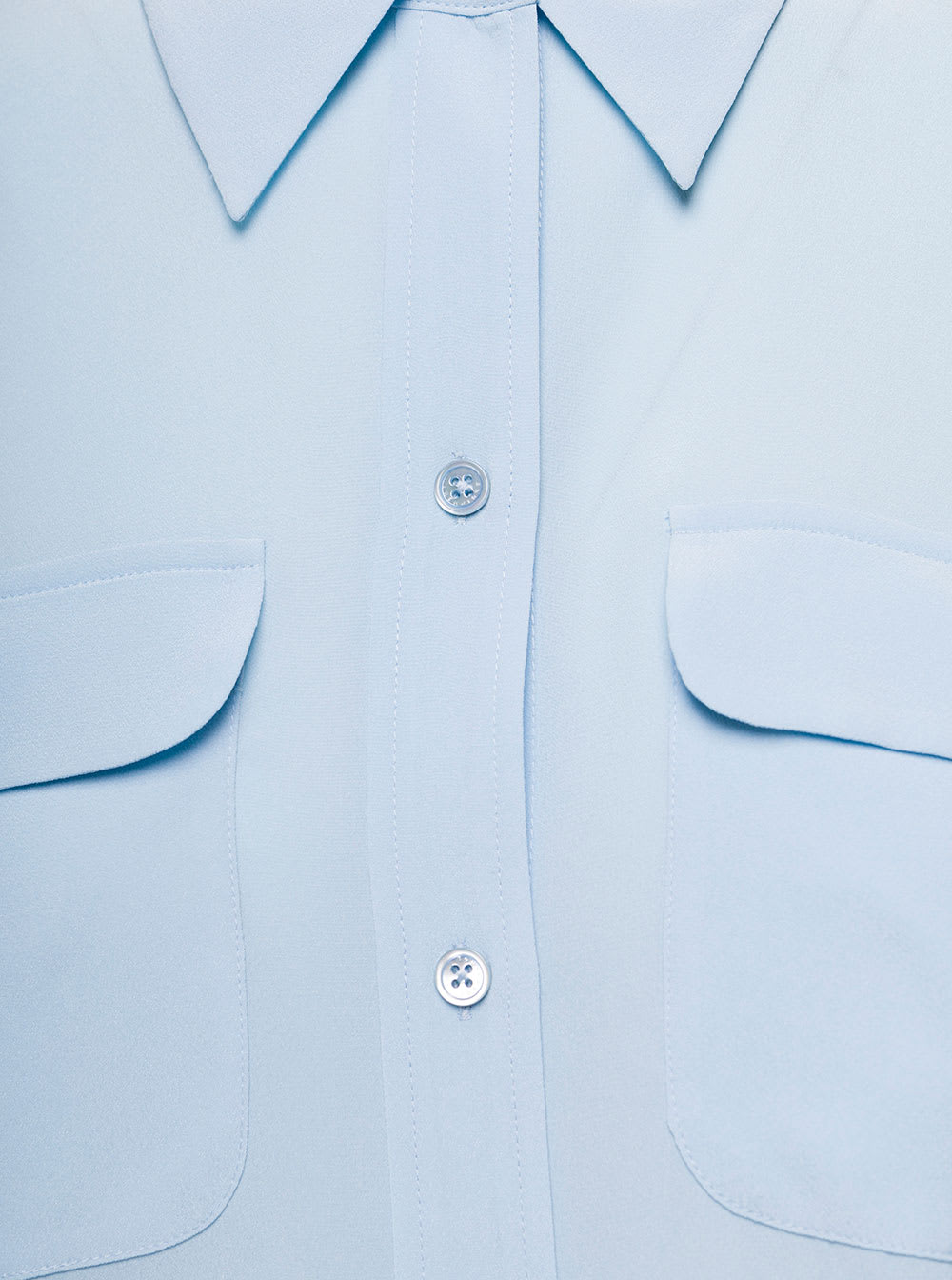 Shop Equipment Light Blue Slim Shirt With Chest Patch Pocket In Silk Woman In Clear Blue