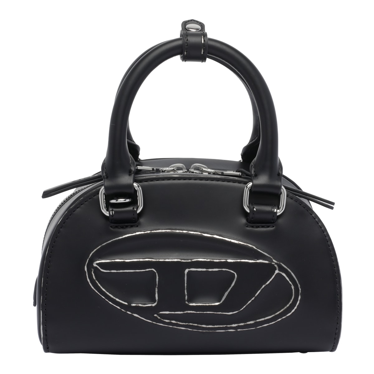 Diesel Women Black 1dr Dome Crossbody Mini Bowling Bag In Black