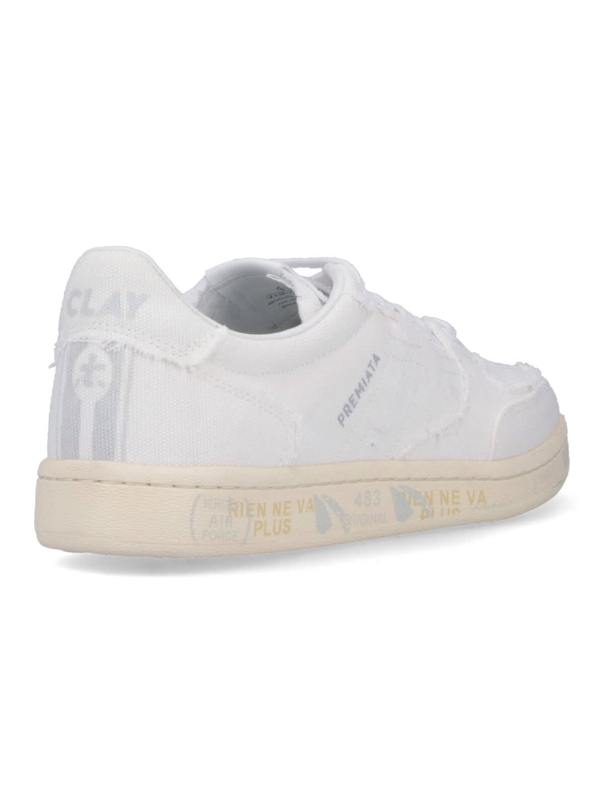 Premiata Round Toe Perforated Low Top Sneakers In White