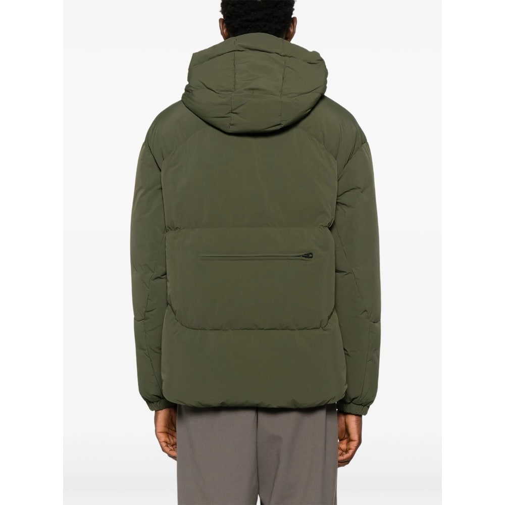 Jg1 Quilted Hooded Jacket Elastic Cuffs In Green