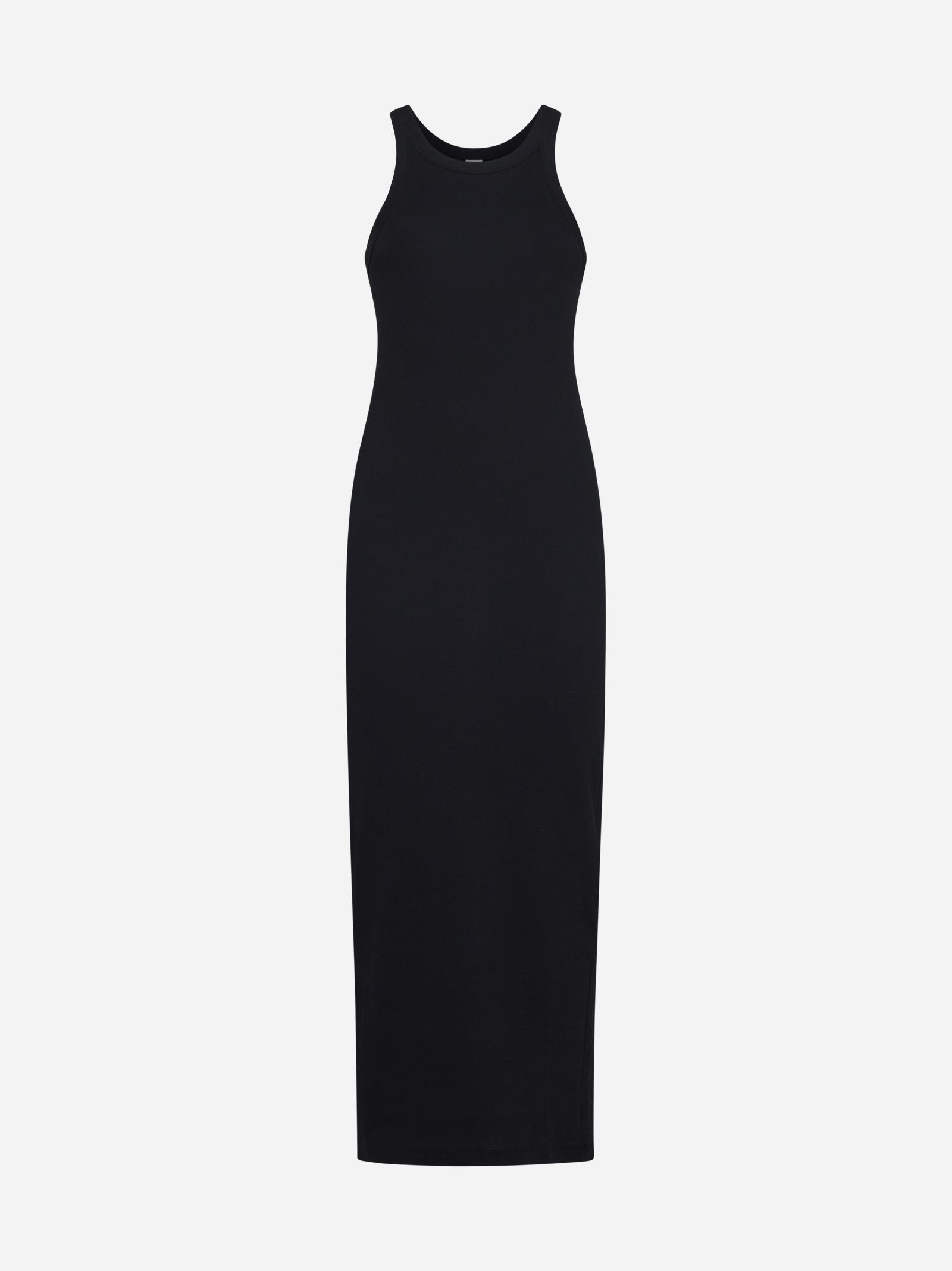 Shop Totême Cotton Long Tank Dress In Black