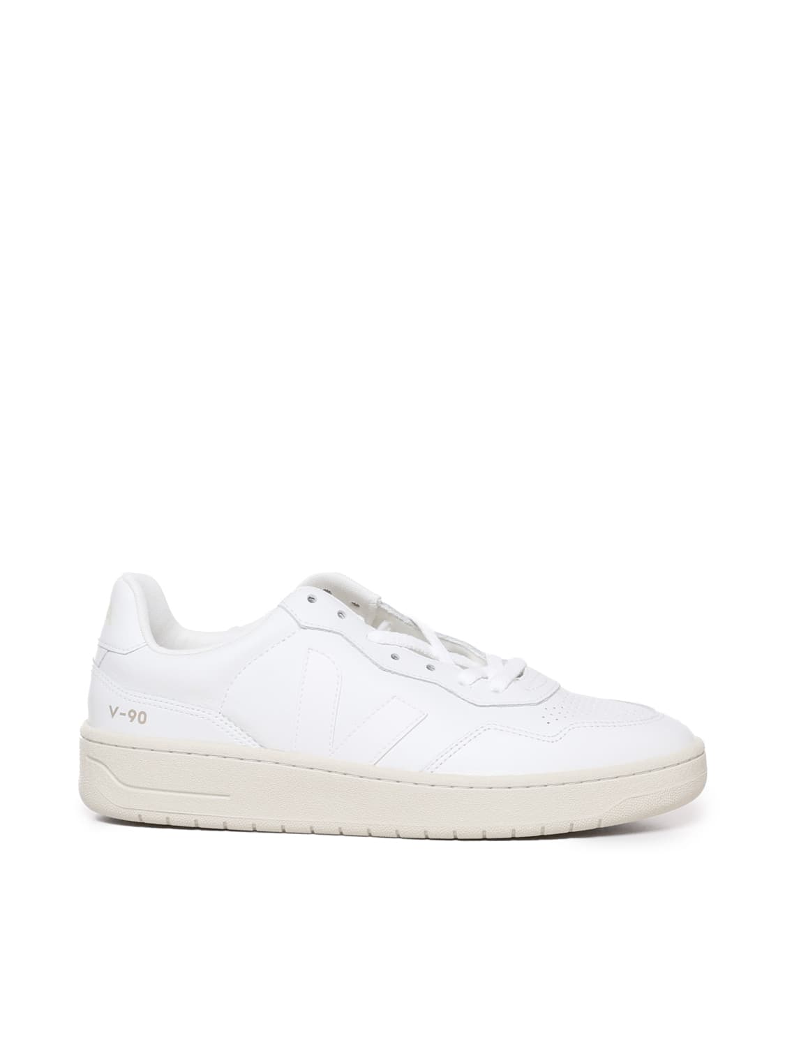 Shop Veja V-90 Sneakers In Calfskin In White