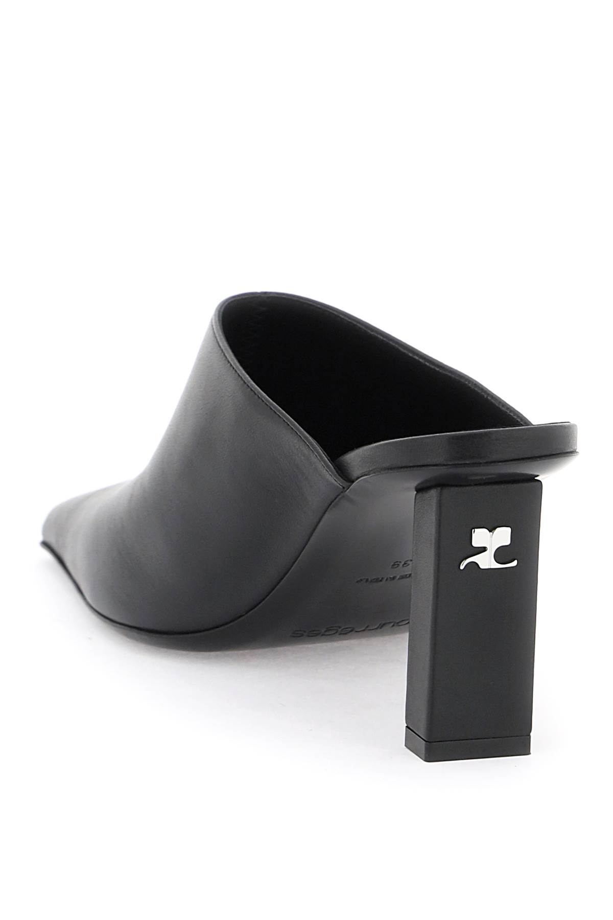 Shop Courrèges Leather Mules For In Black (black)