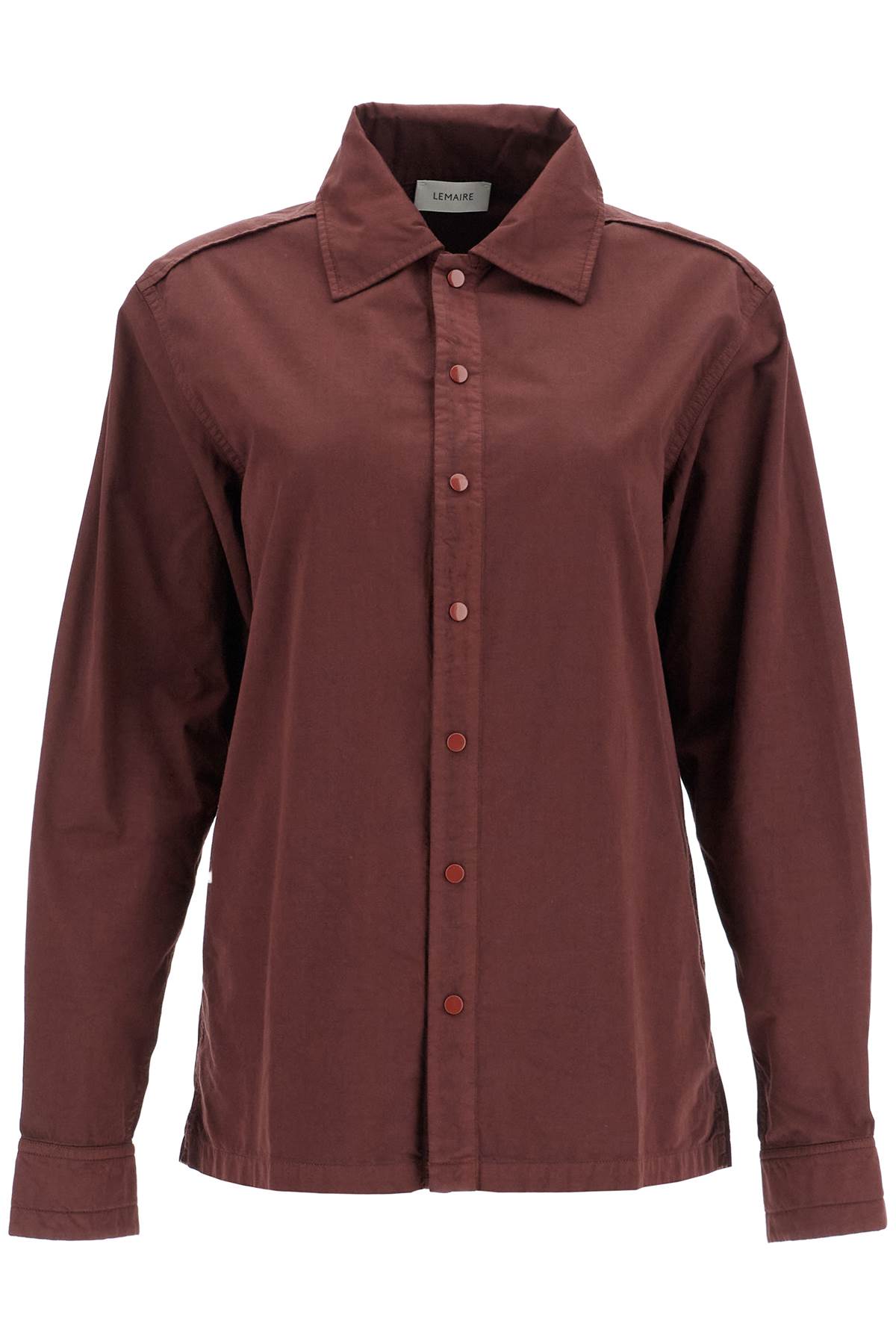 Shop Lemaire Cotton Dyed In The Garment Shirt In Cocoa Bean (red)