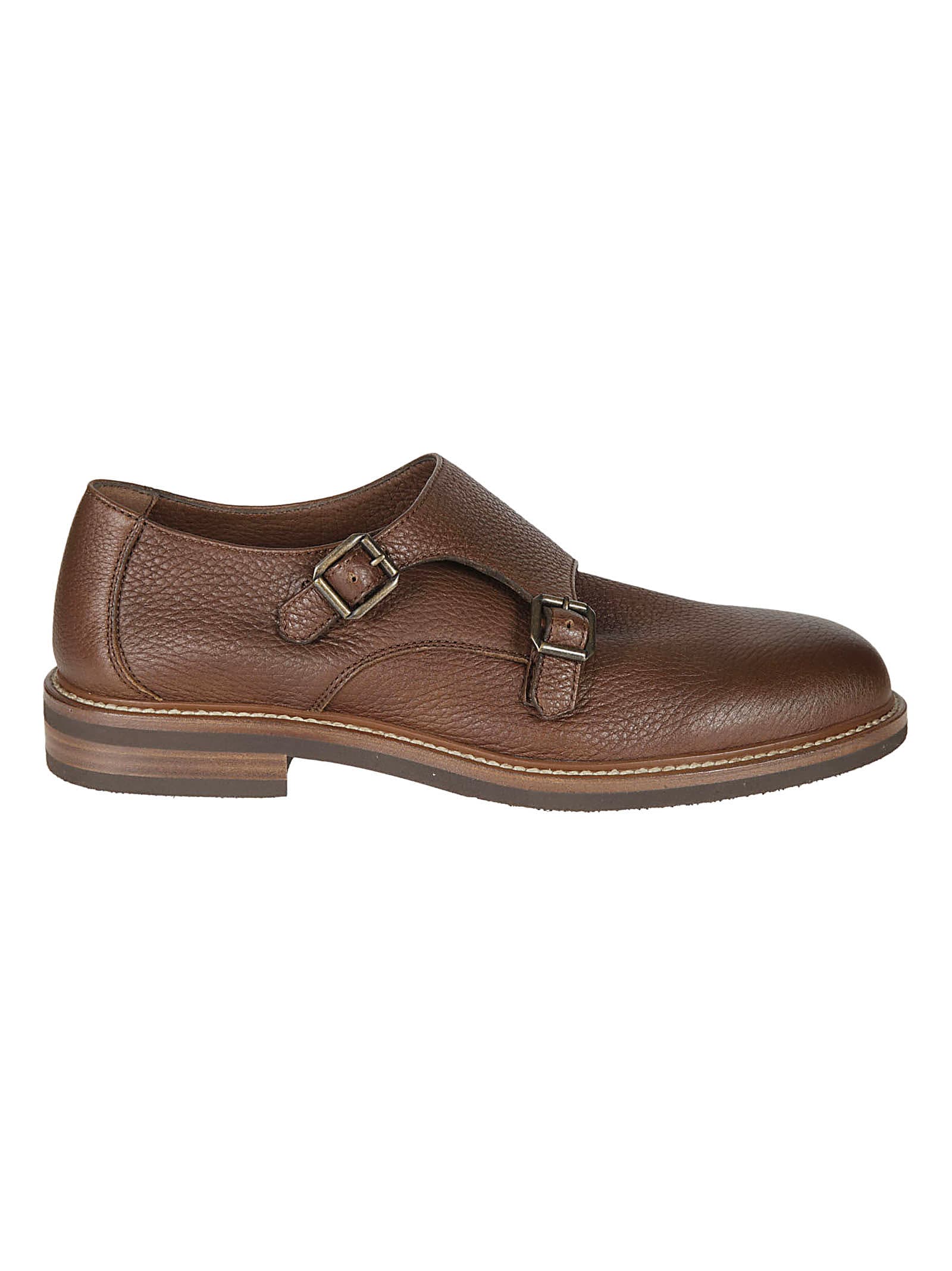 Brunello Cucinelli Double Buckle Classic Monk Shoes In Mud