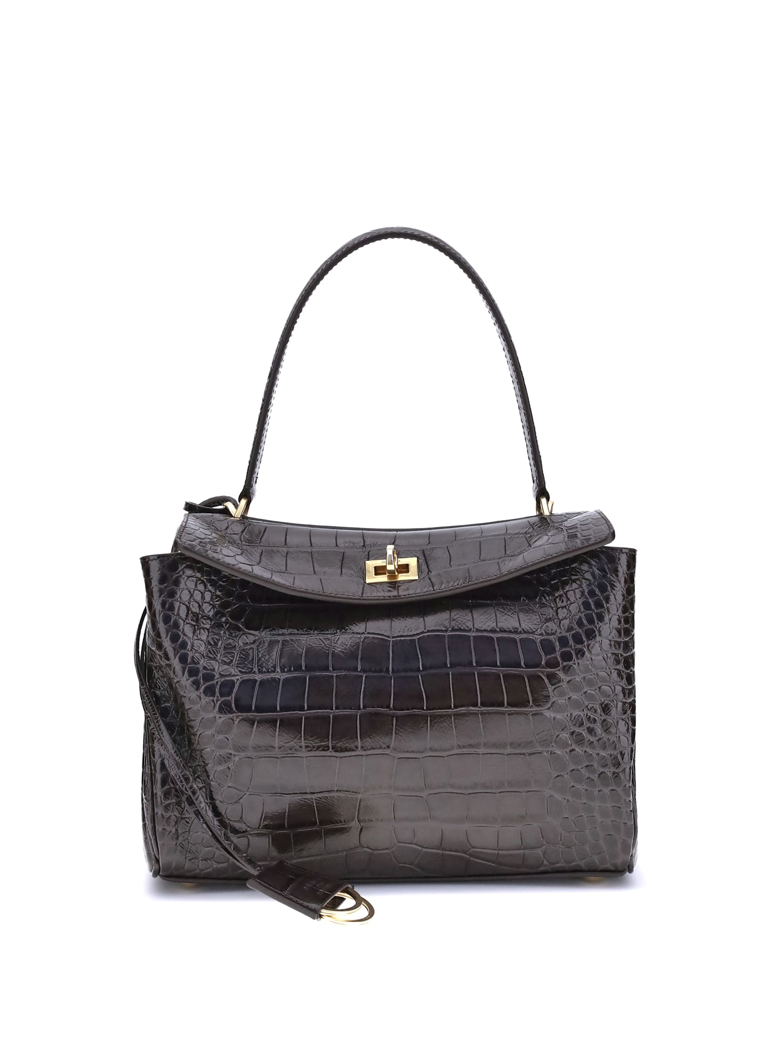 Balenciaga Rodeo Shoulder Bag In Crocodile-print Leather