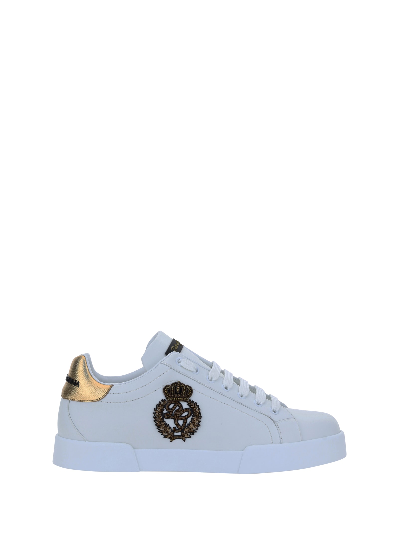 Shop Dolce & Gabbana Sneakers In Bianco/oro Scuro