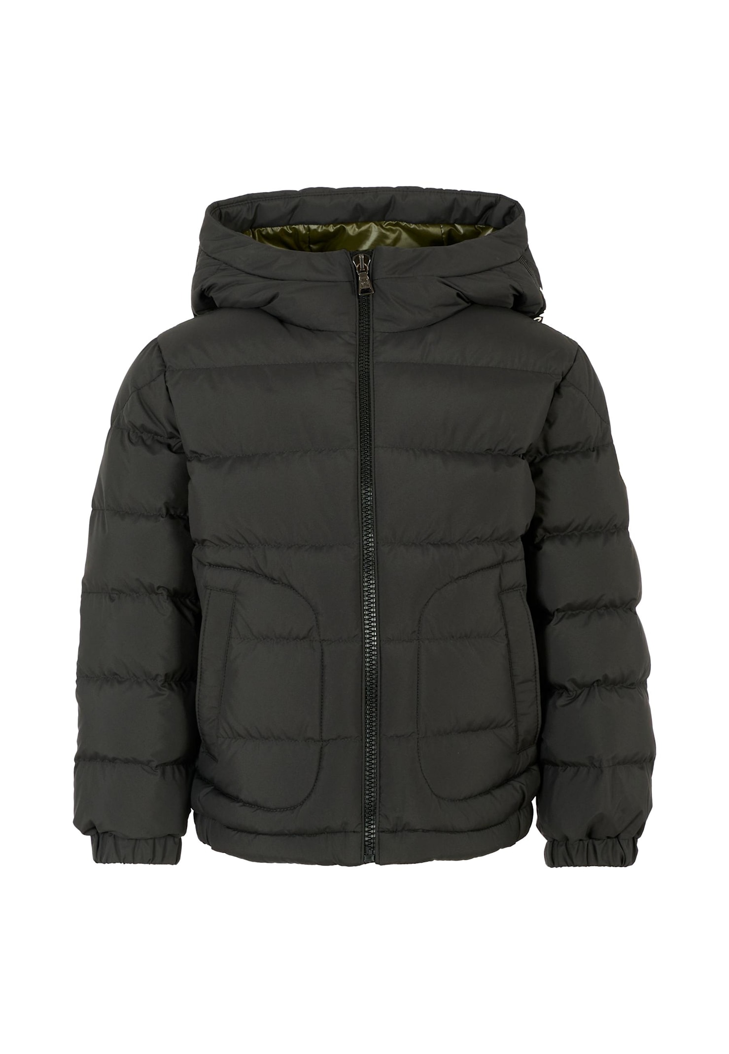 Moncler Black Grecois Down Jacket For Boy With Logo In Black