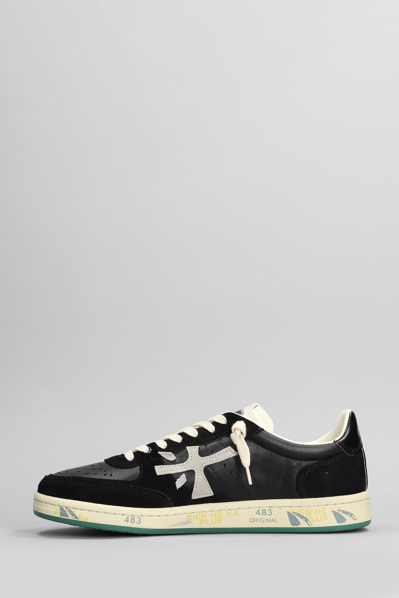 Shop Premiata Bskt Clay Sneakers In Black Suede And Leather