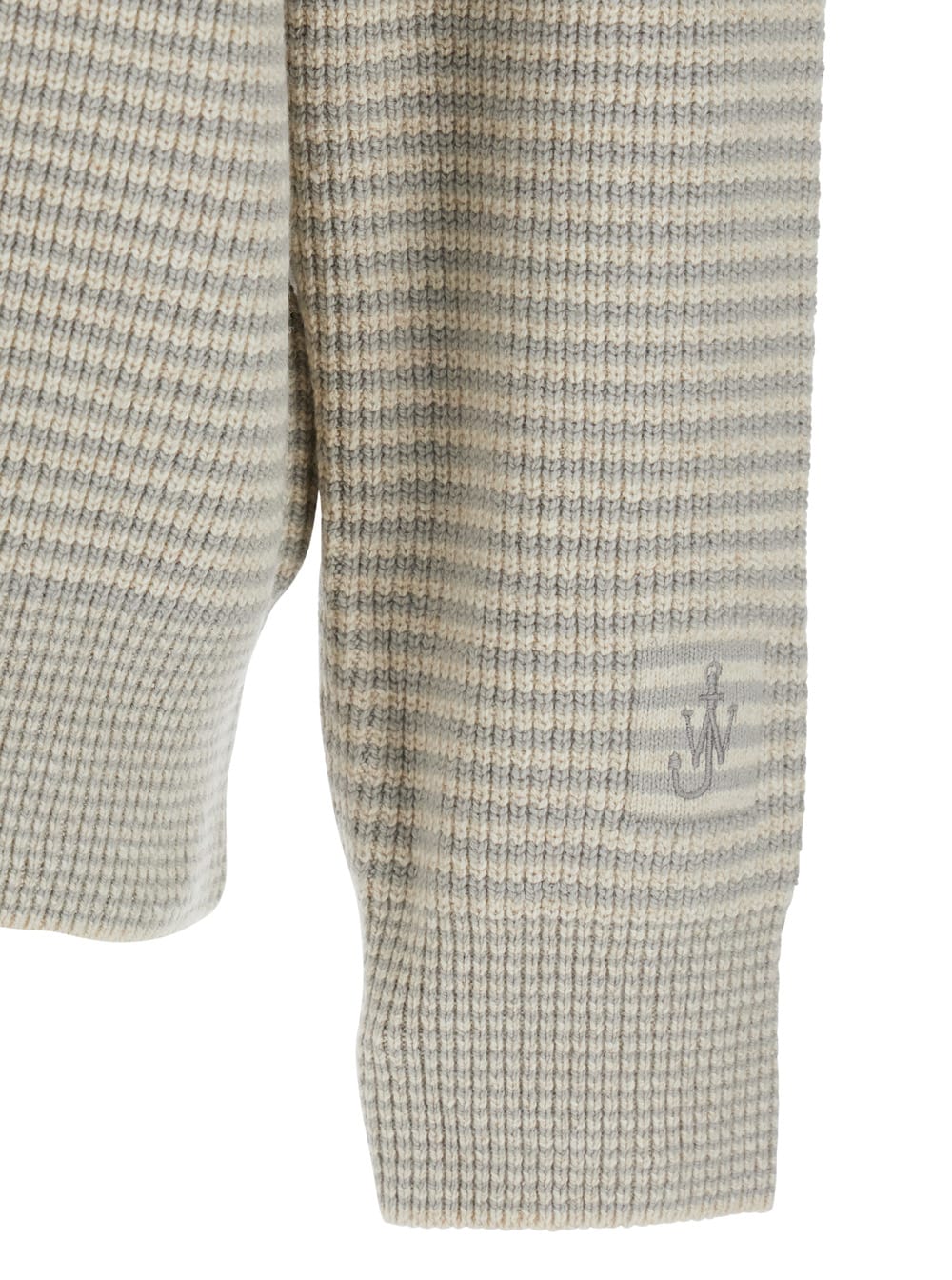Jw Anderson Grey Sweater With Half Zip Closure On The Front In Cotton Piquet Man In Gray
