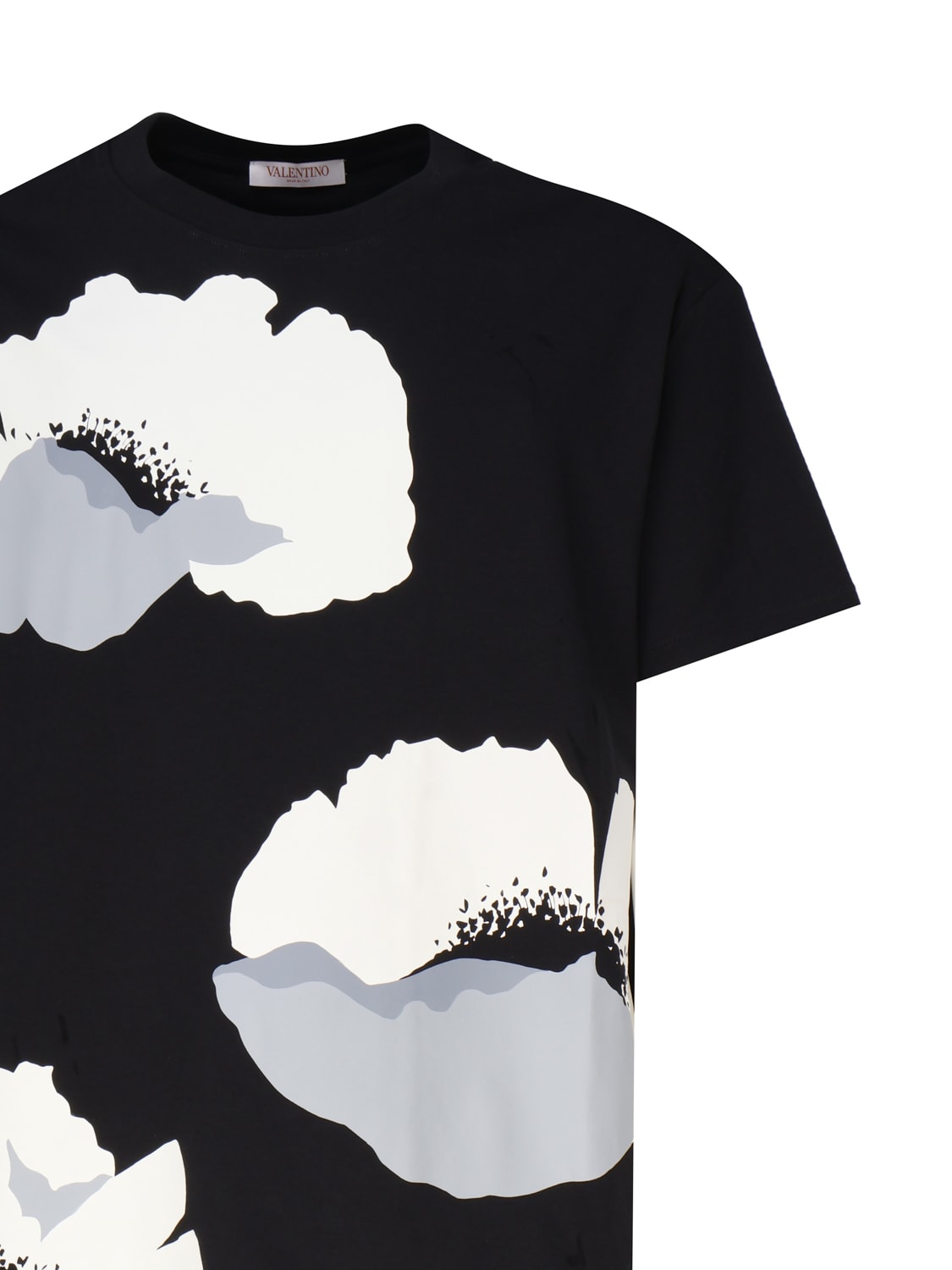 Shop Valentino Floral T-shirt In Black