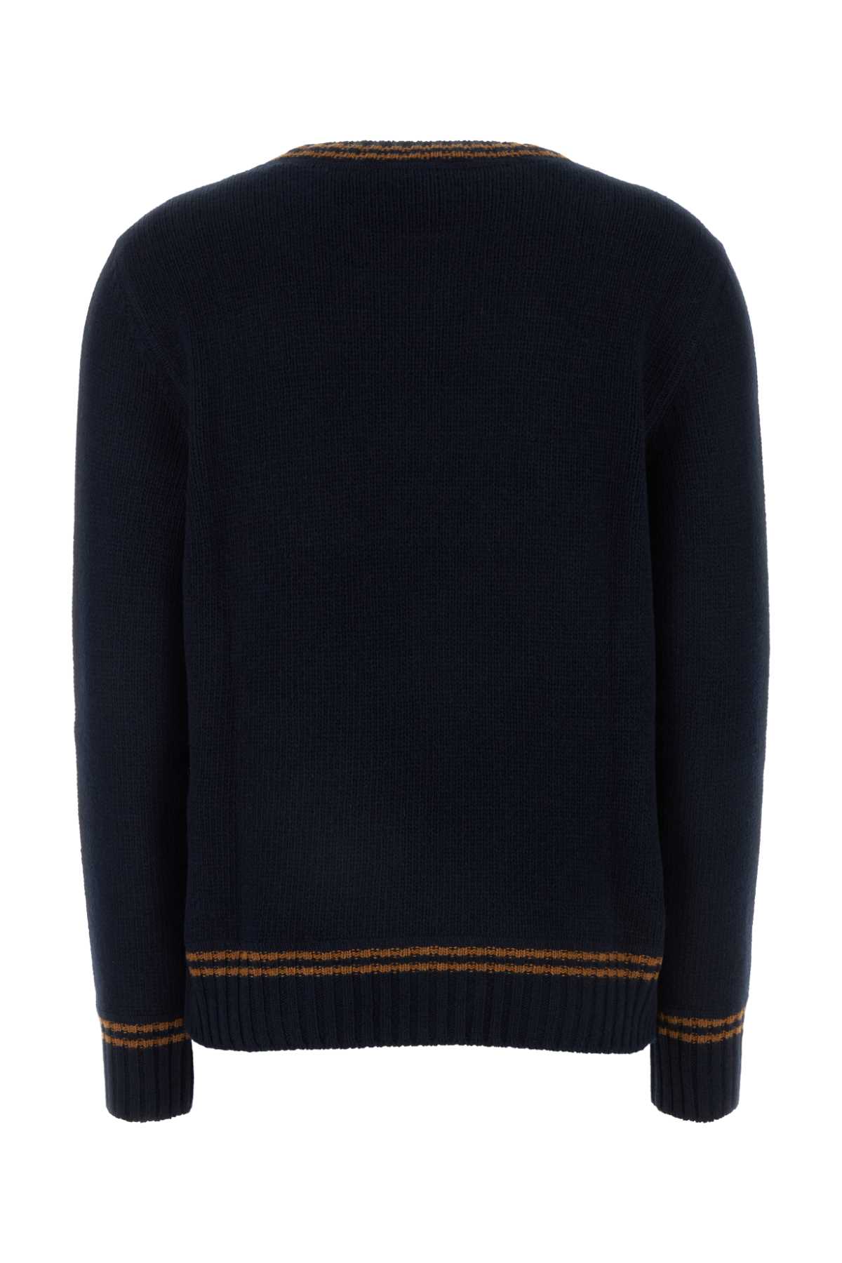 Shop Prada Midnight Blue Virgin Wool Blend Sweater In Blu+tabacco