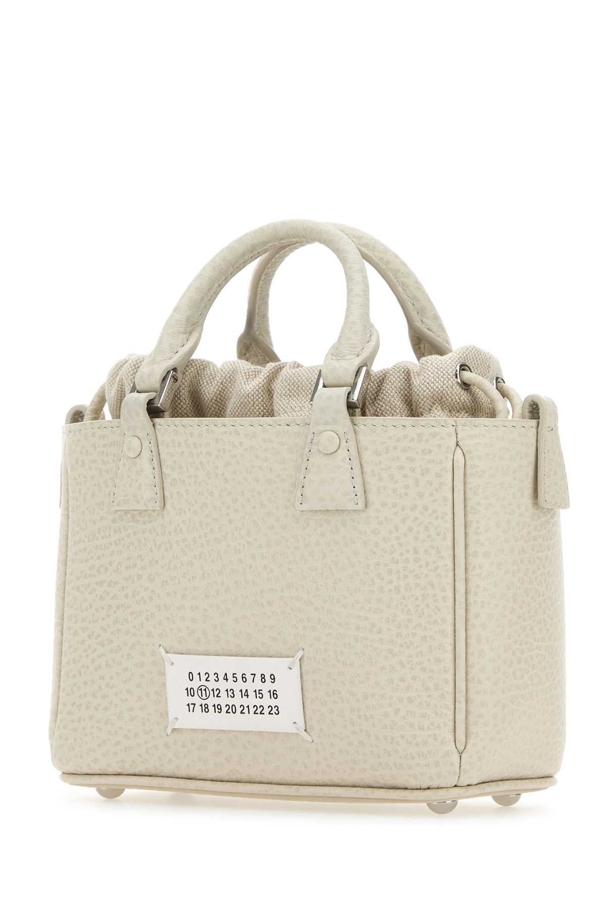 Shop Maison Margiela Chalk Leather 5ac Tote Horizontal Handbag In Greige