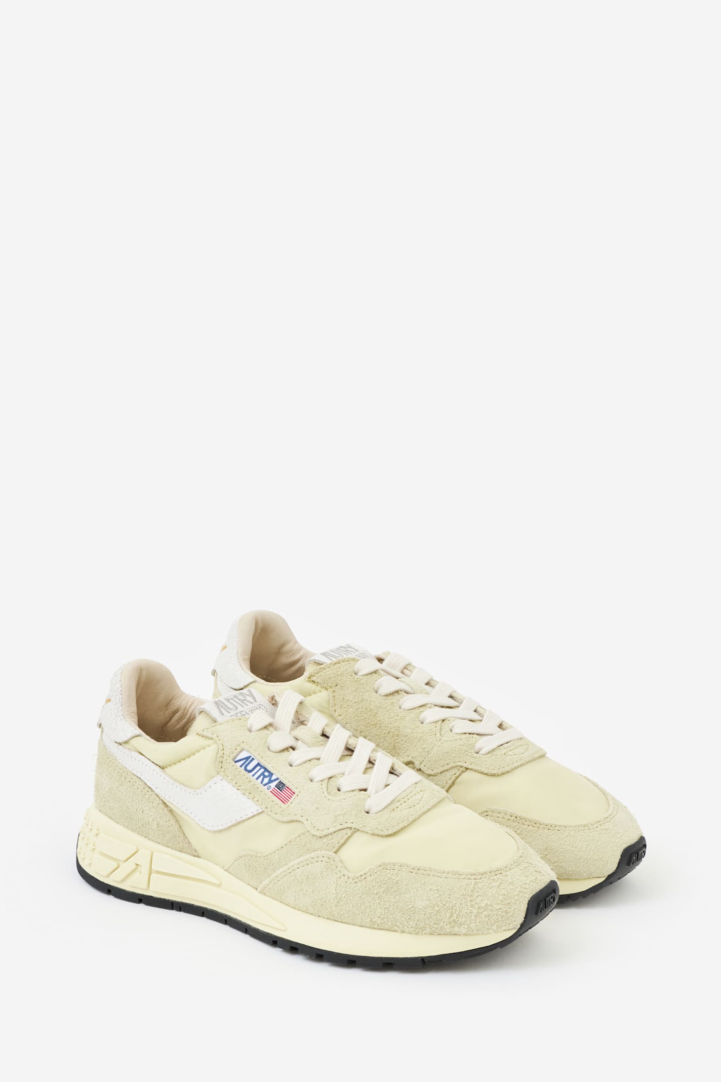 Autry Low Top Suede Panel Sneakers In Cream
