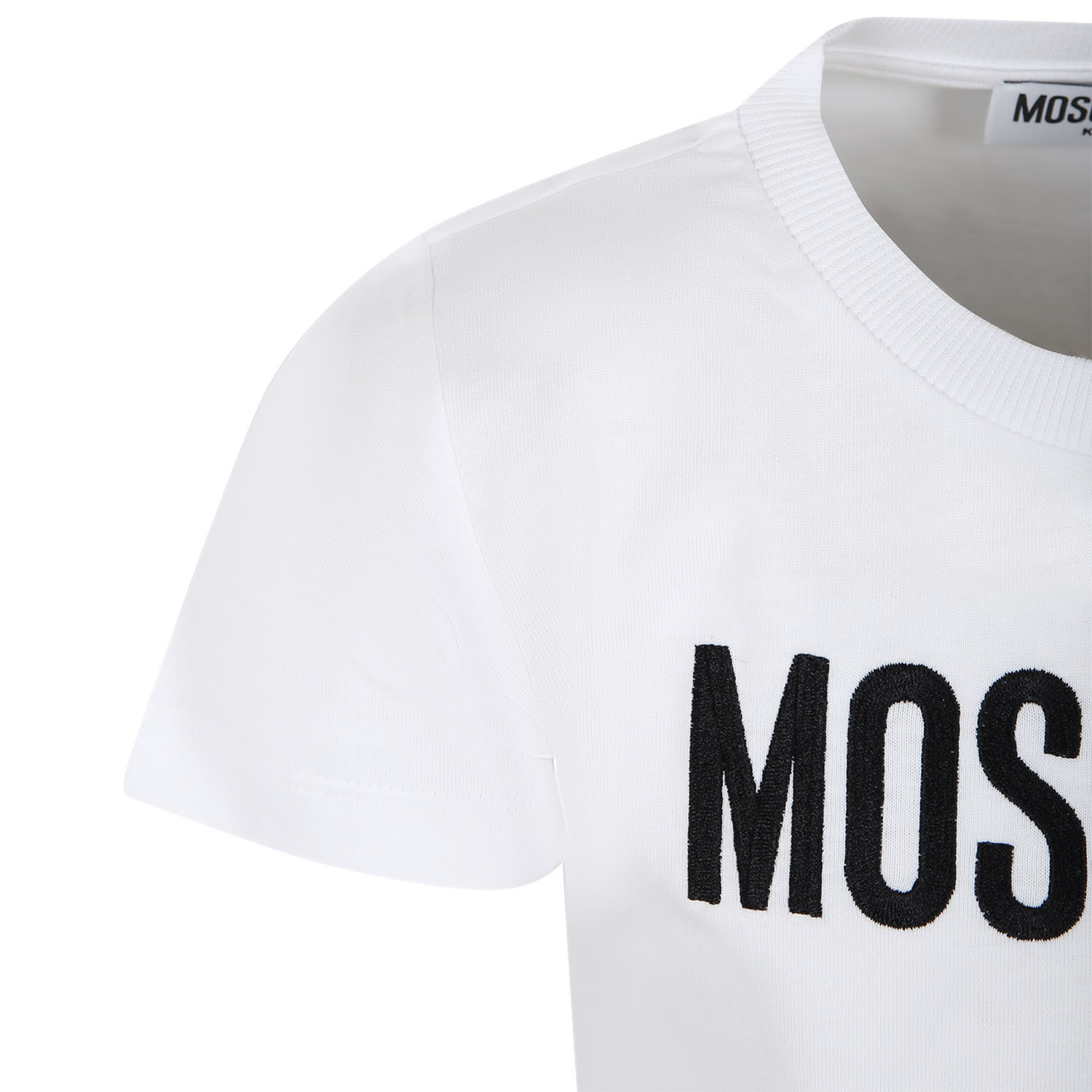 Shop Moschino White T-shirt For Girl With Logo And Red Heart In Bianco Ottico