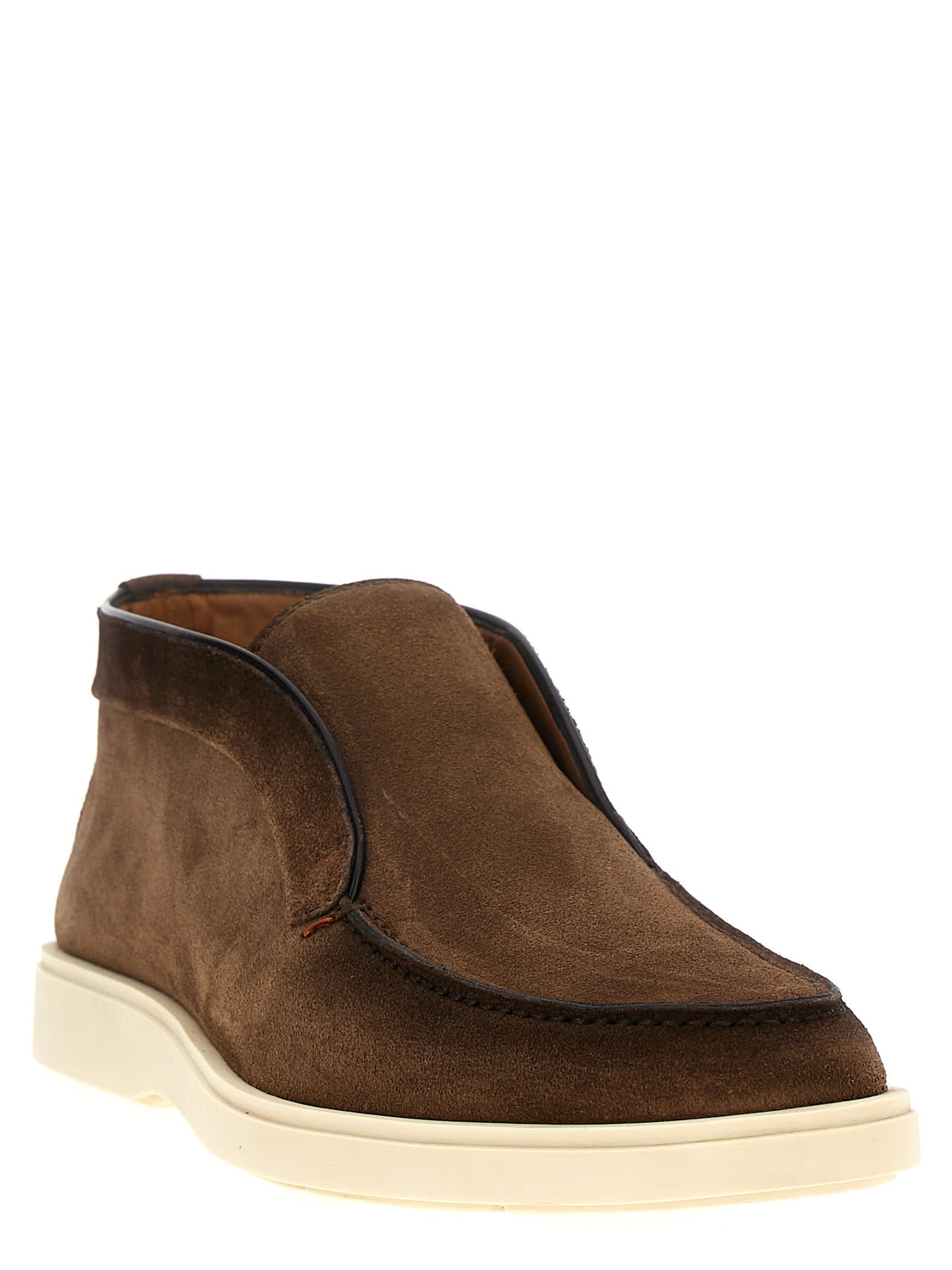 Shop Santoni Suede Boots In Brown