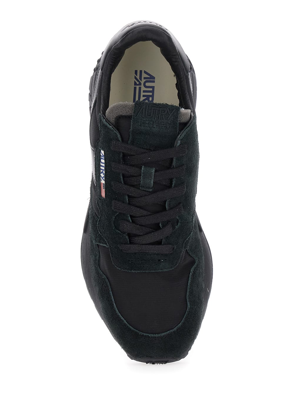 Autry Reelwind Black Low Top Sneakers With Logo Patch Ontongue And Side In Suede Man