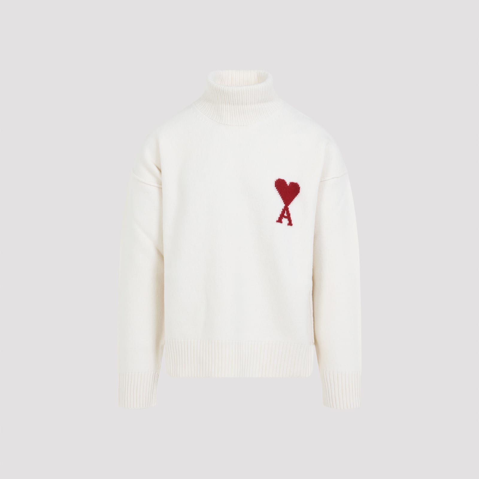 Ami Alexandre Mattiussi Ami Paris Turtleneck Sweater Ami De Coeur White Men In Animal Print