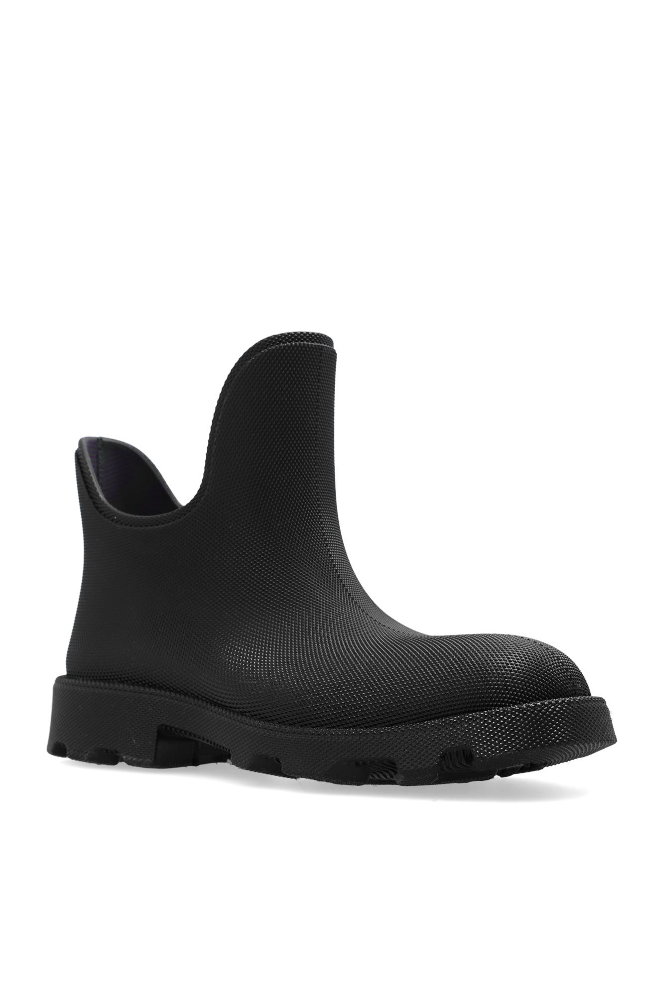 Shop Burberry Marsh Short Rain Boots In Black