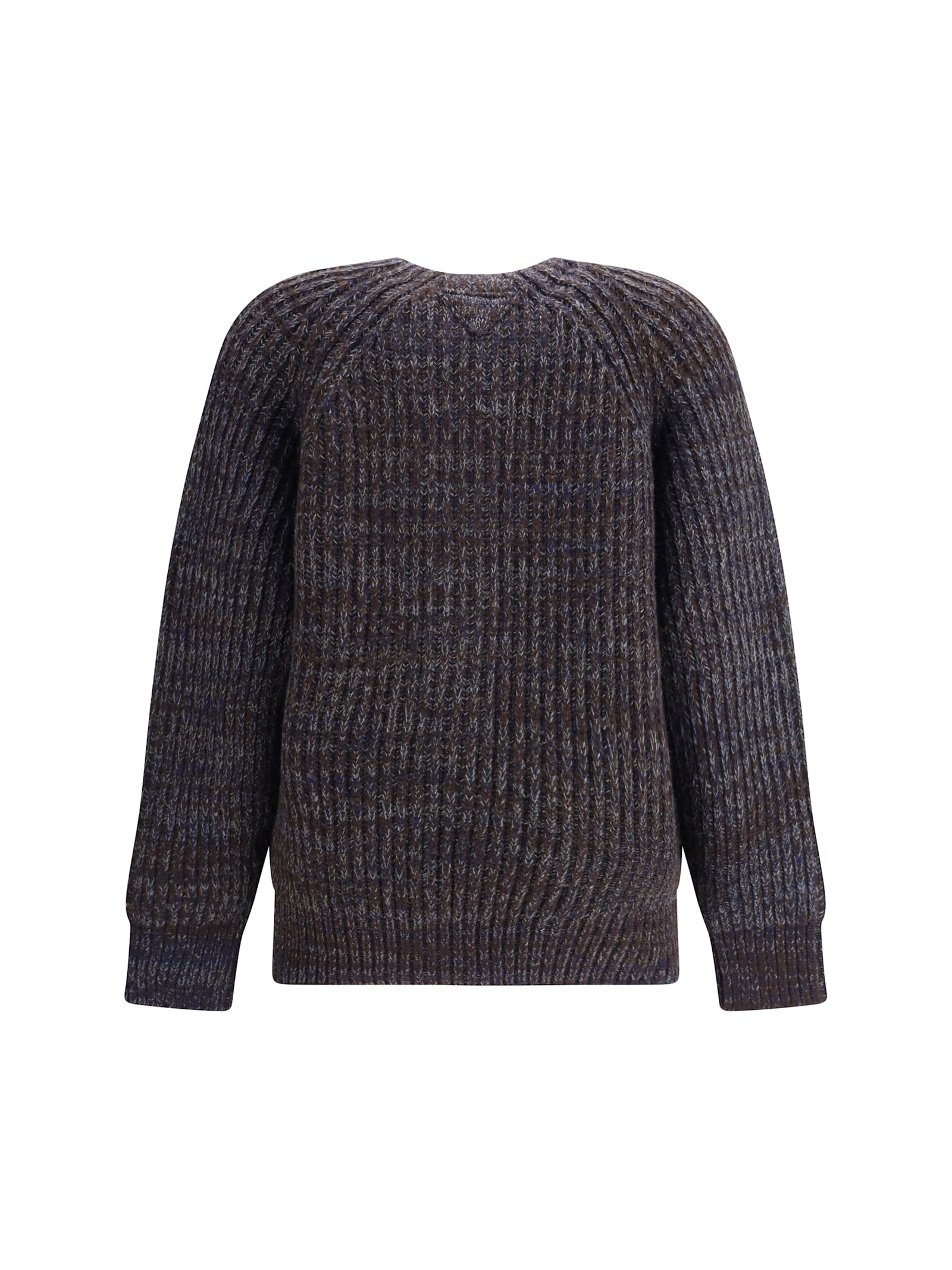 Prada Crew Neck Sweater With Button Closure In Gray