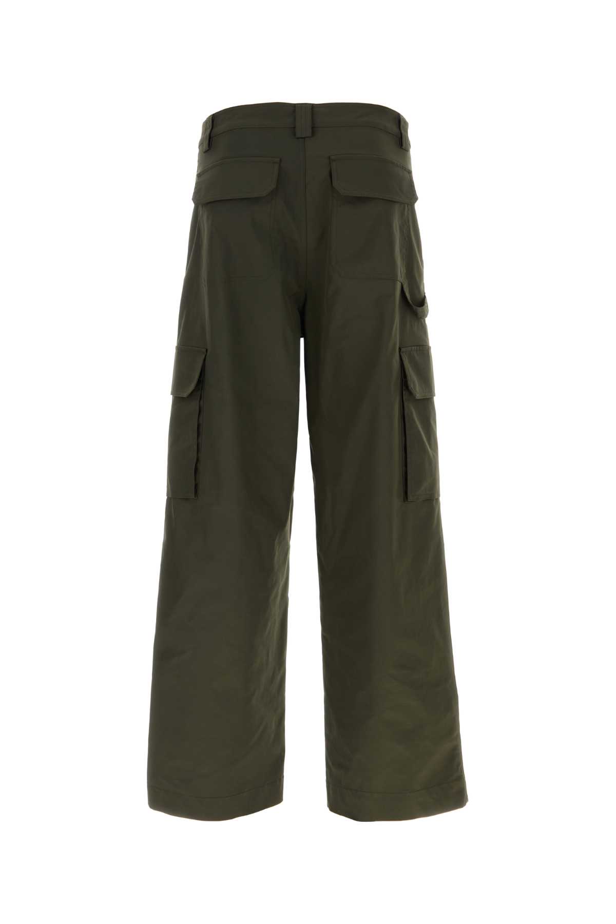 Shop Valentino Olive Green Polyester Blend Cargo Pant